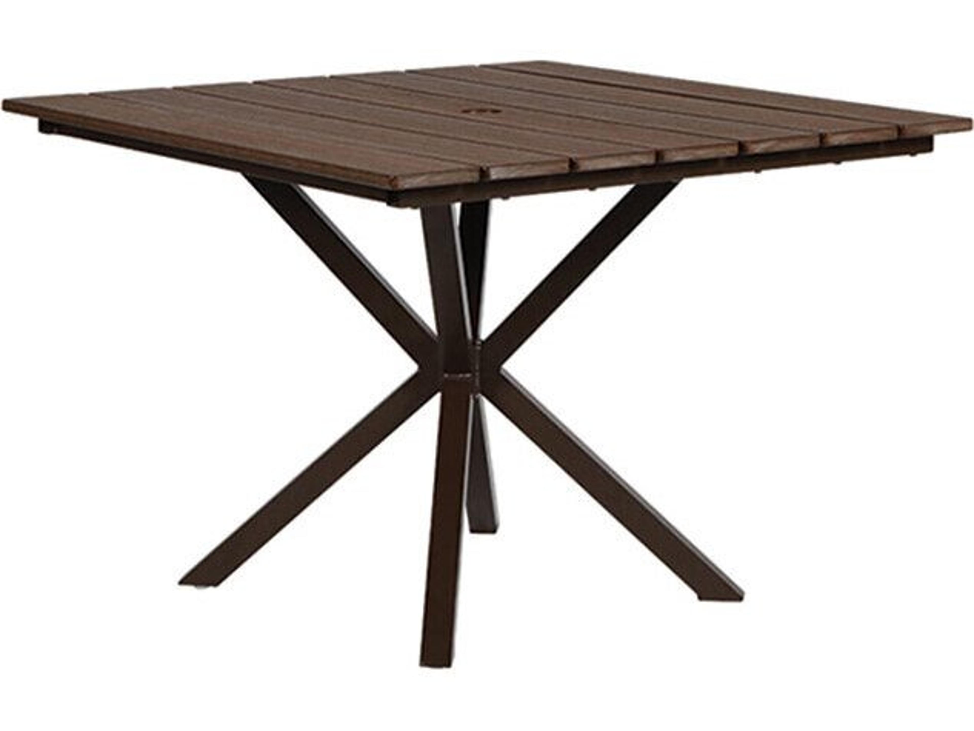 Windward Design Group Tahoe Plank Aluminum Rectangular Outdoor Counter Table with Umbrella Hole