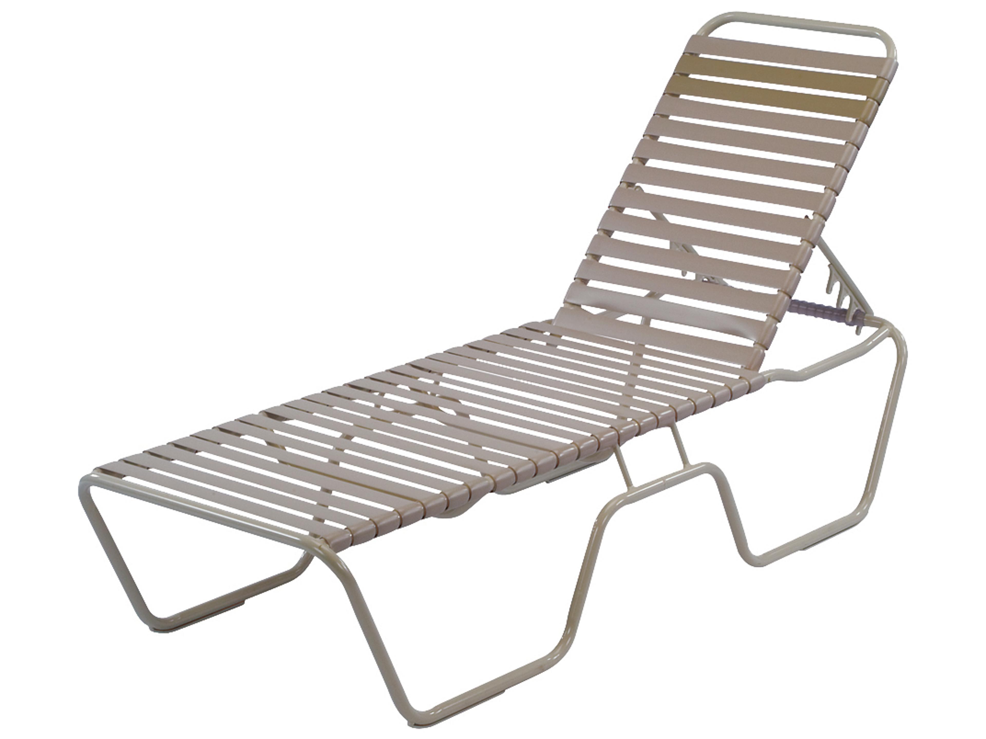 Windward Design Group Country Club Strap Aluminum Skids Outdoor Patio Chaise Lounge