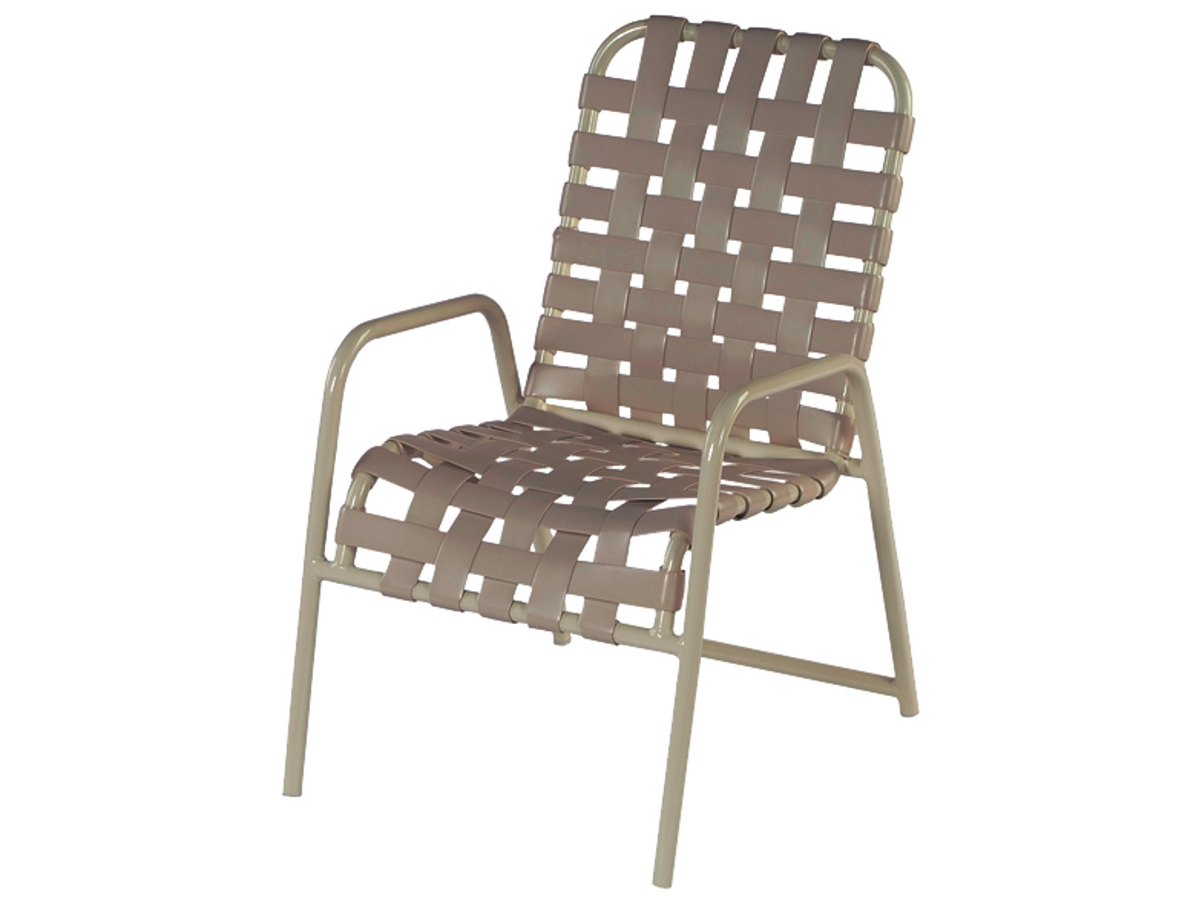 Windward Design Group Country Club Strap Aluminum Outdoor Patio Dining Chair Cross Weave