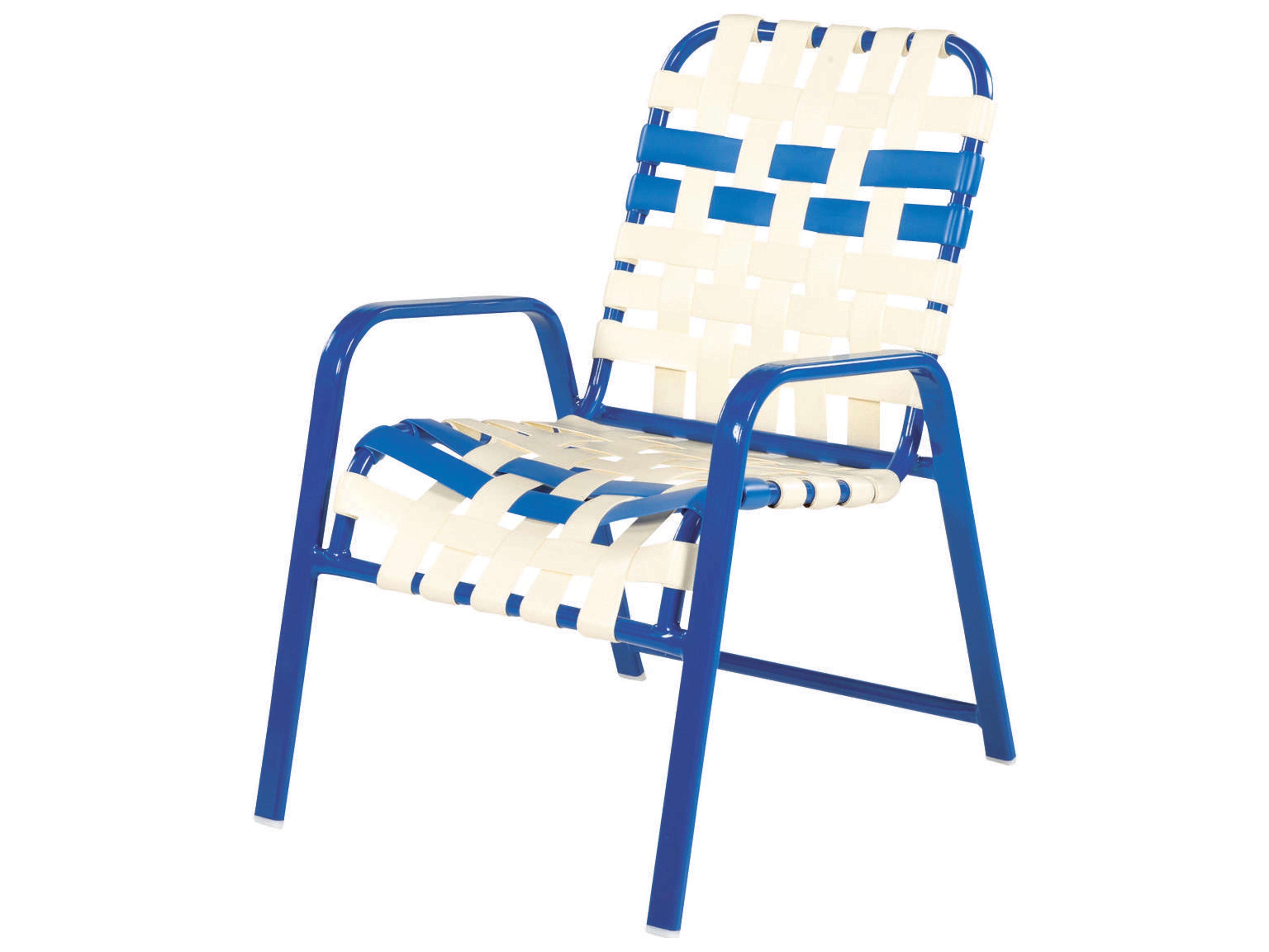 Windward Design Group Regatta Strap Aluminum Stacking Patio Dining Arm Chair Crossweave