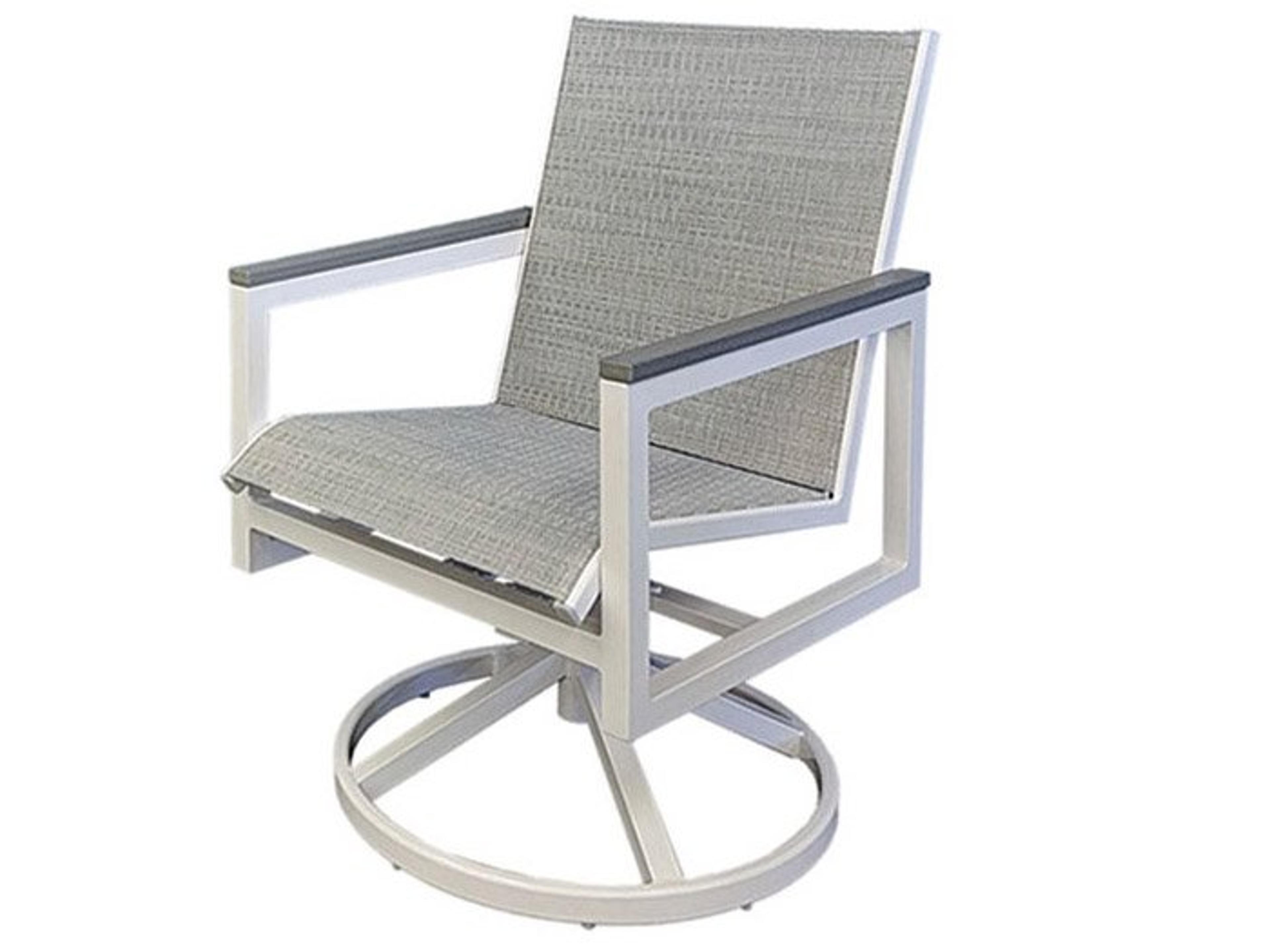 Windward Design Group Juno Sling Aluminum Swivel Rocker Outdoor Dining Arm Chair