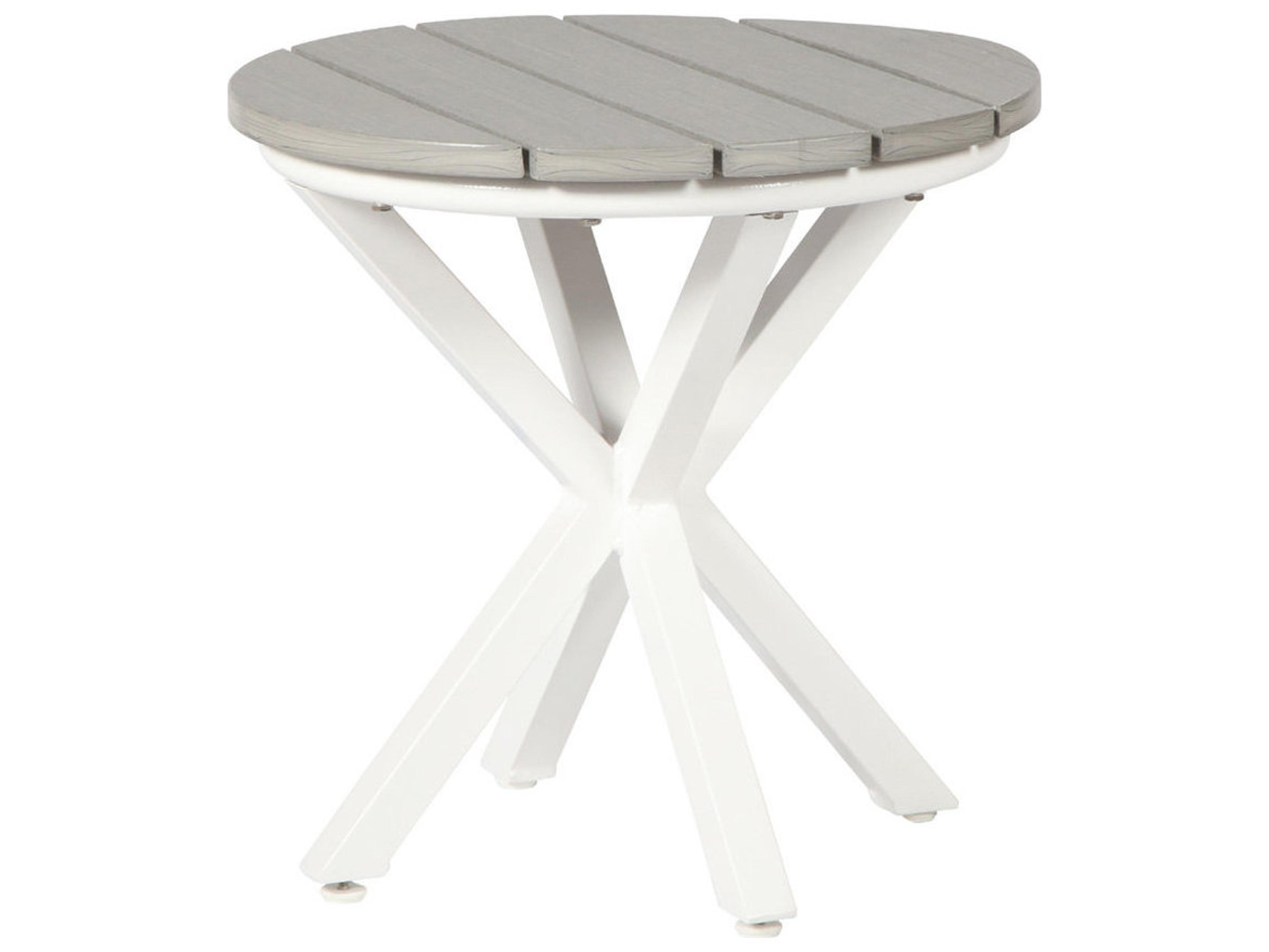 Windward Design Group Tahoe Plank MGP Top Tables Aluminum Round Outdoor Patio End Table