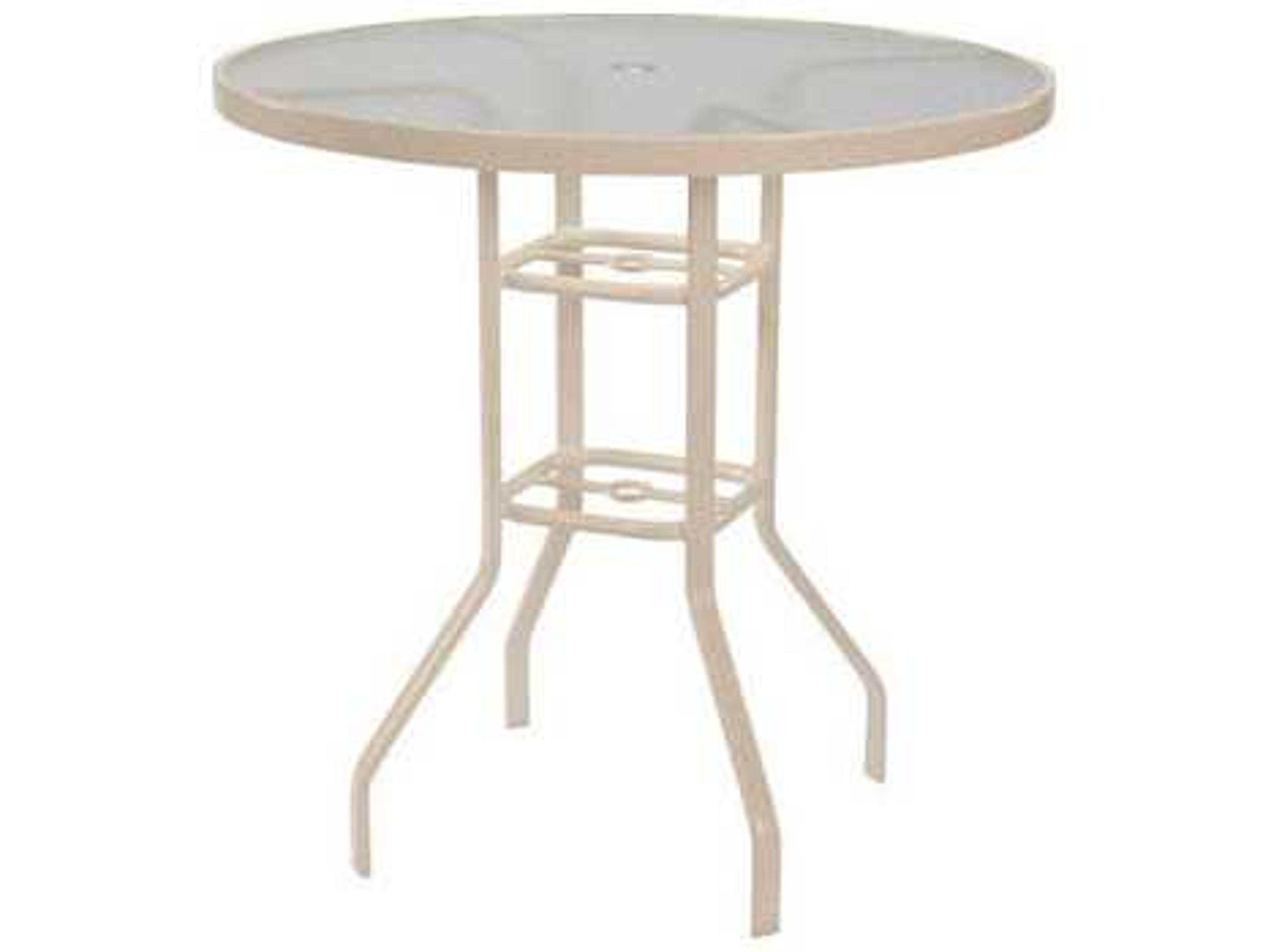 Windward Design Group Acrylic Top Tables Aluminum Round Outdoor Patio Bar Table with Umbrella Hole