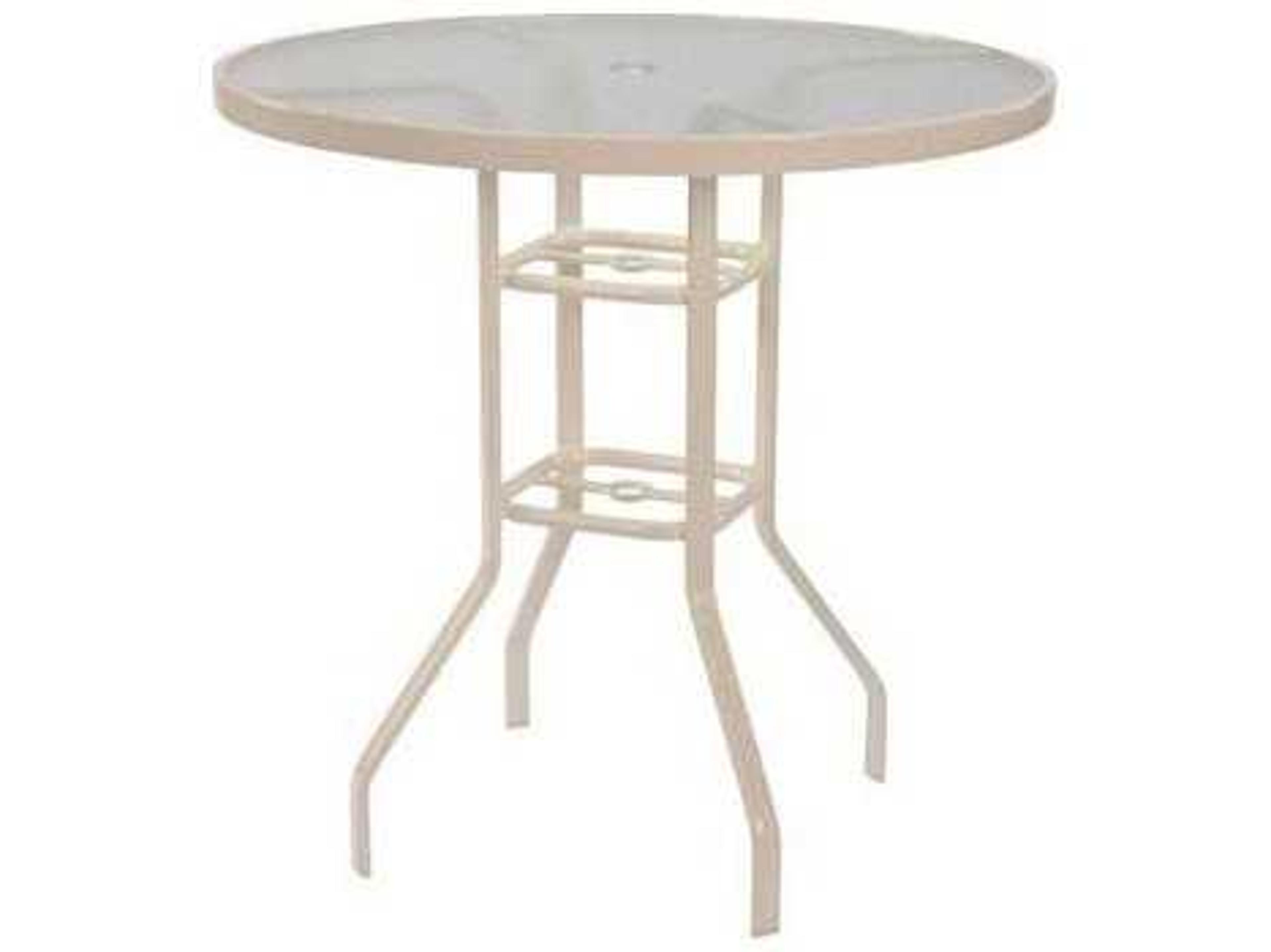 Windward Design Group Acrylic Top Tables Aluminum Round Balcony Table with Umbrella Hole