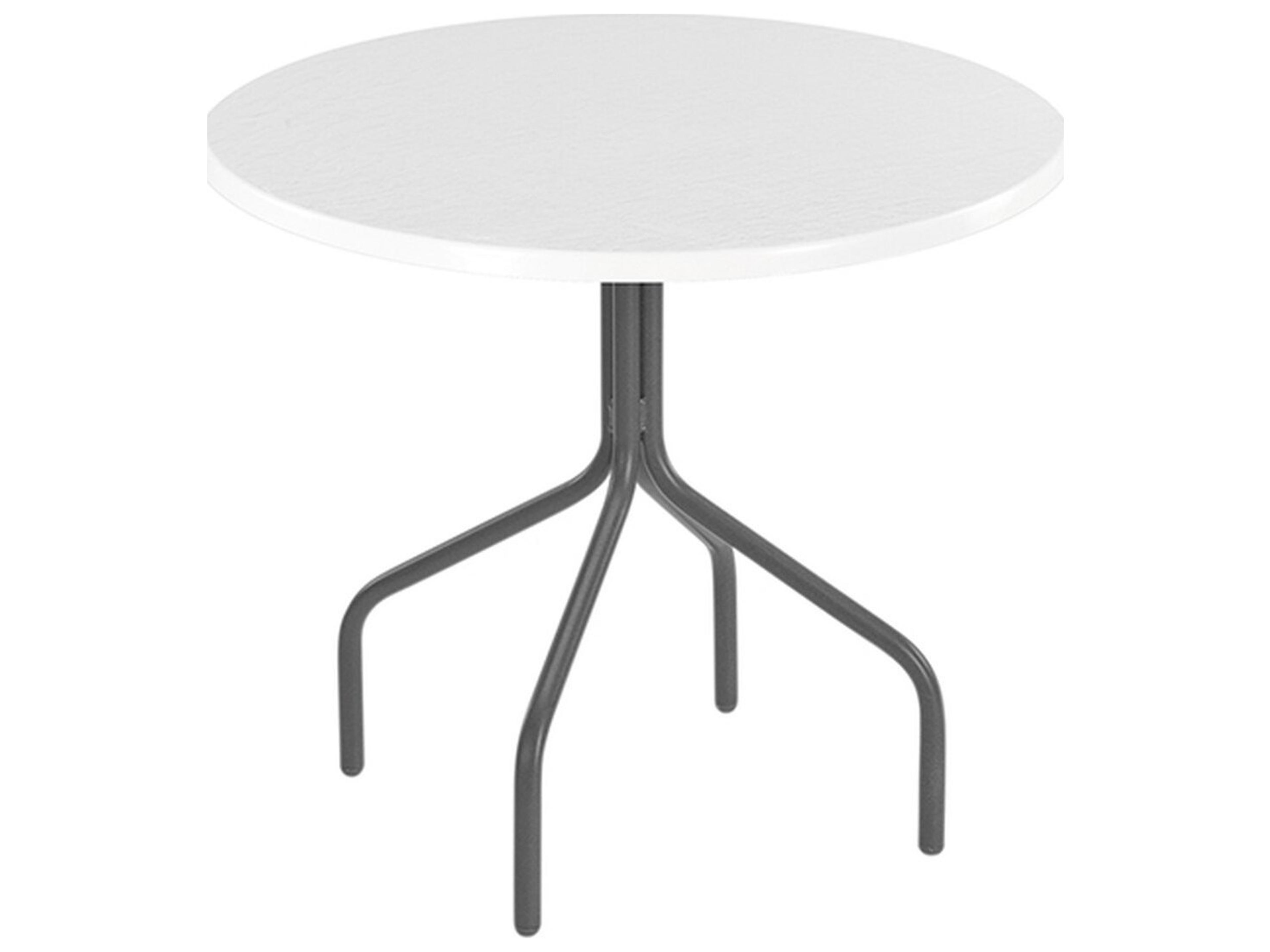 Windward Design Group Fiberglass Top Tables Aluminum Round Patio Dining Table with Umbrella Hole