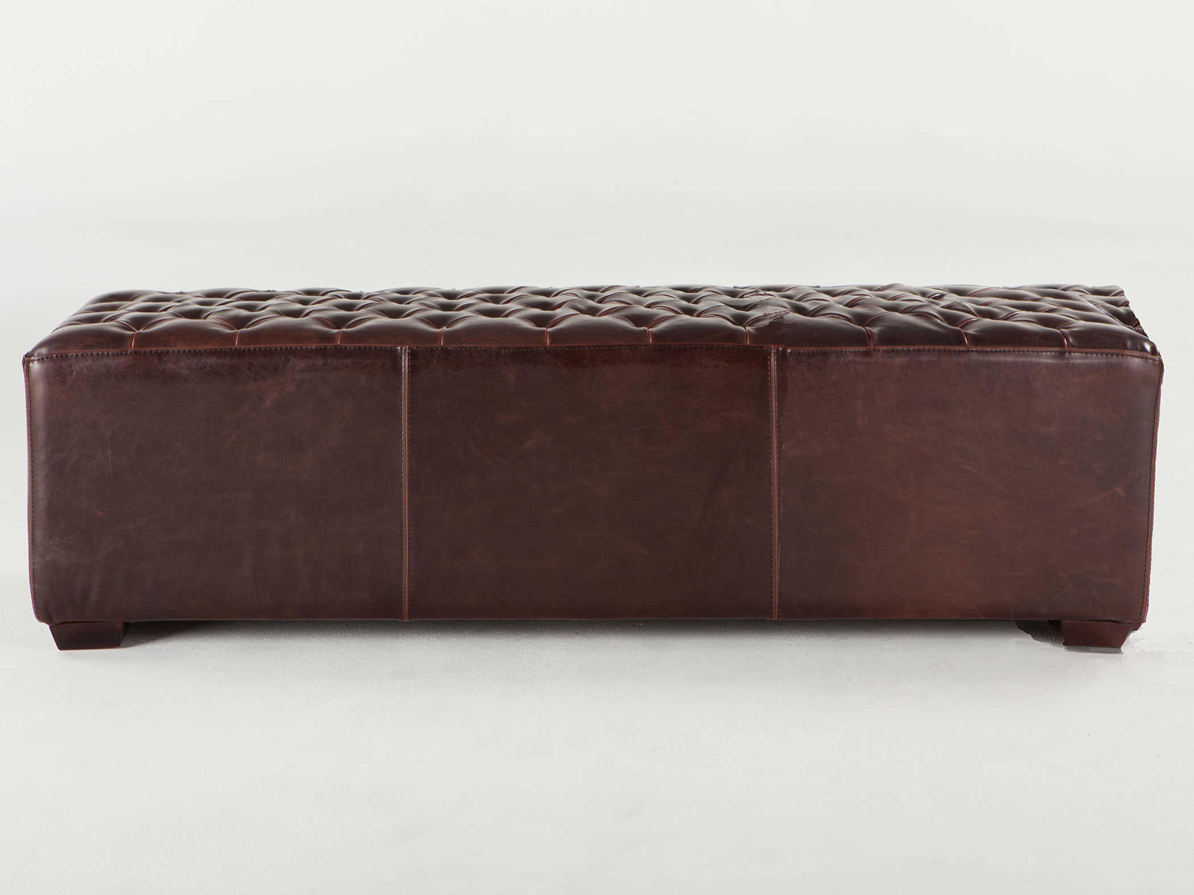 World Interiors Arabella Antique Bronze Brown Leather Accent Bench