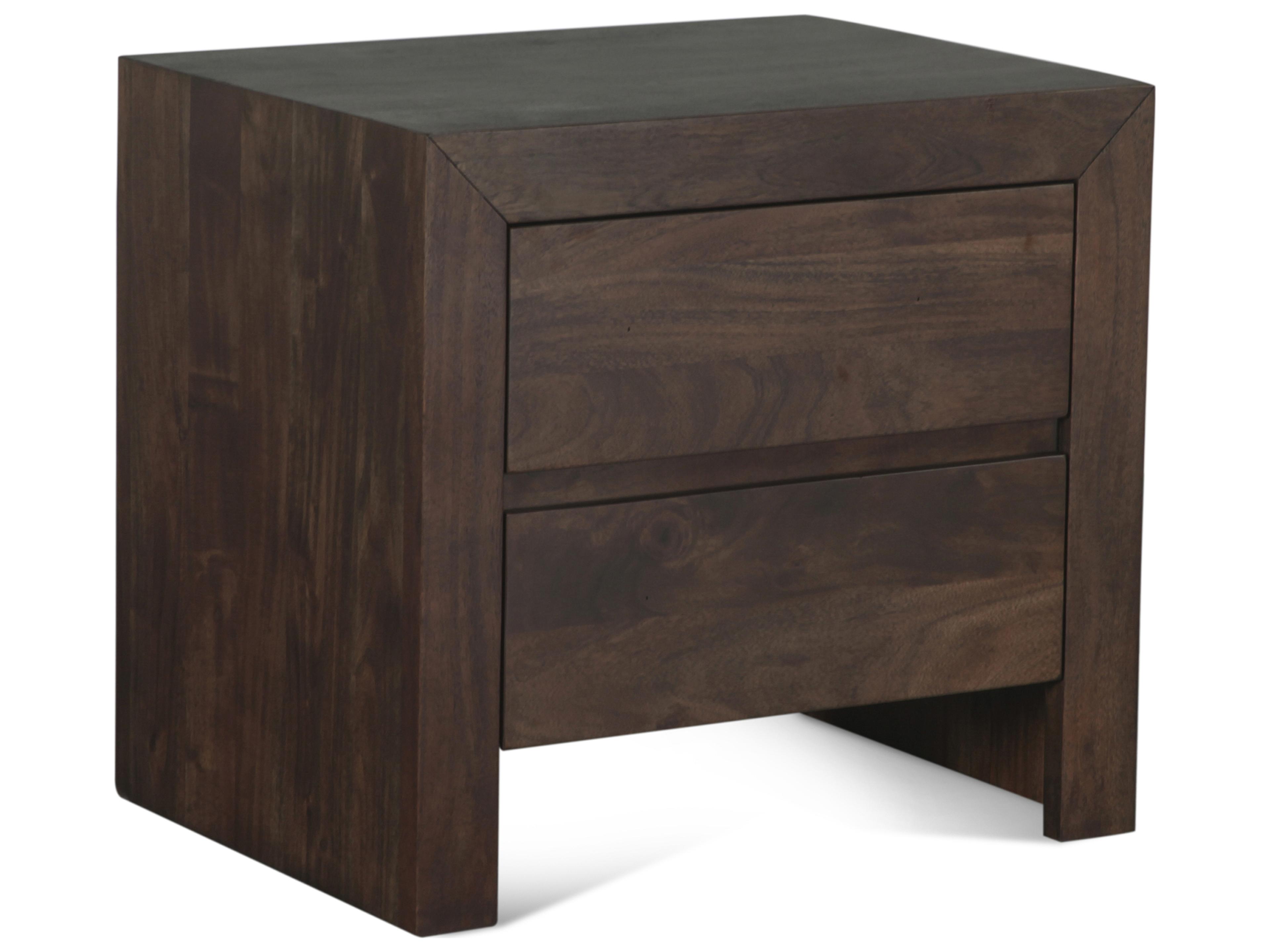 World Interiors Acadia 2-Drawers Brown Acacia Wood Nightstand