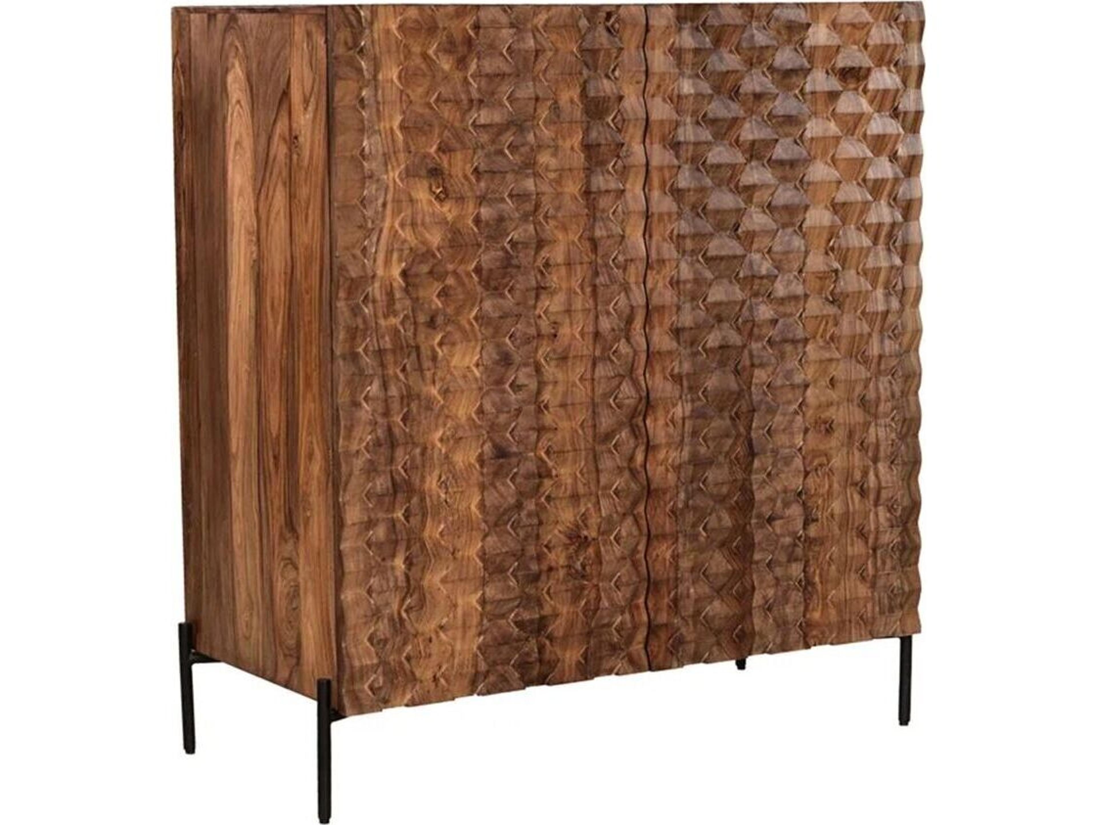 World Interiors Acres Solid Wood Brown Bar Cabinet