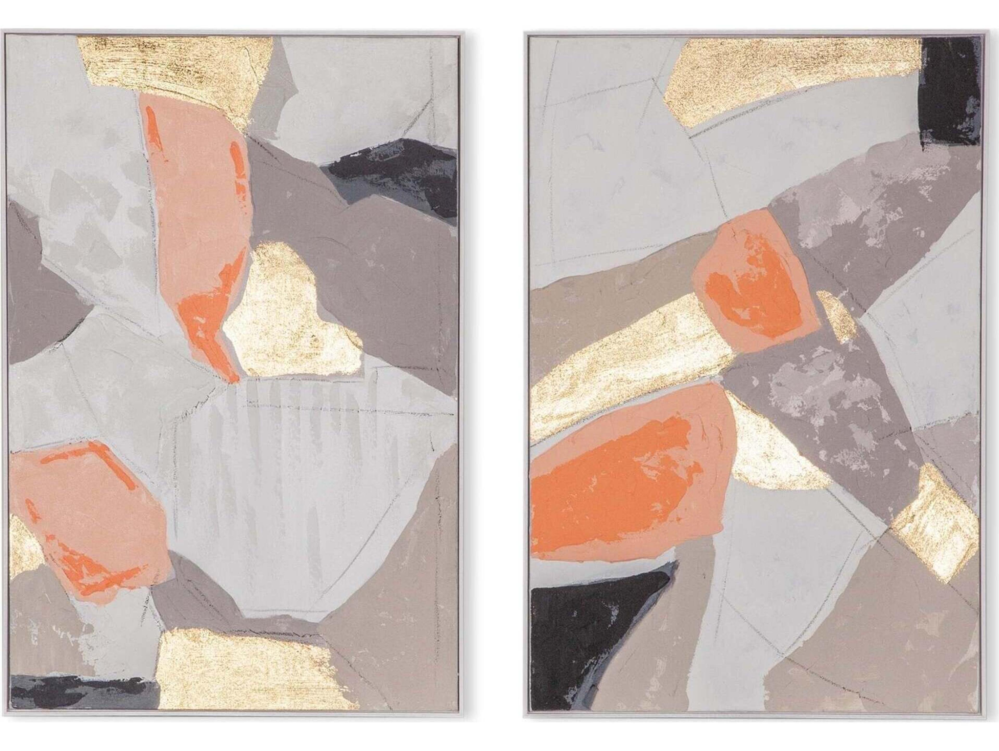 World Interiors Muted Mosaic Motif Canvas Wall Art