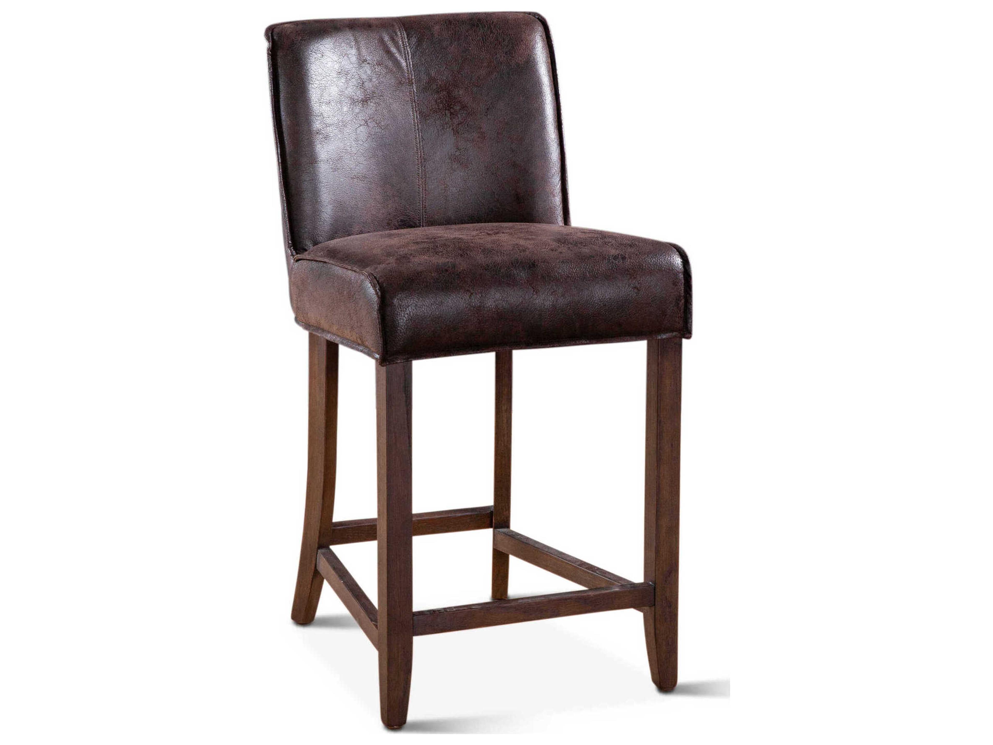 World Interiors Avery Natural Leather Birch Wood Counter Stool