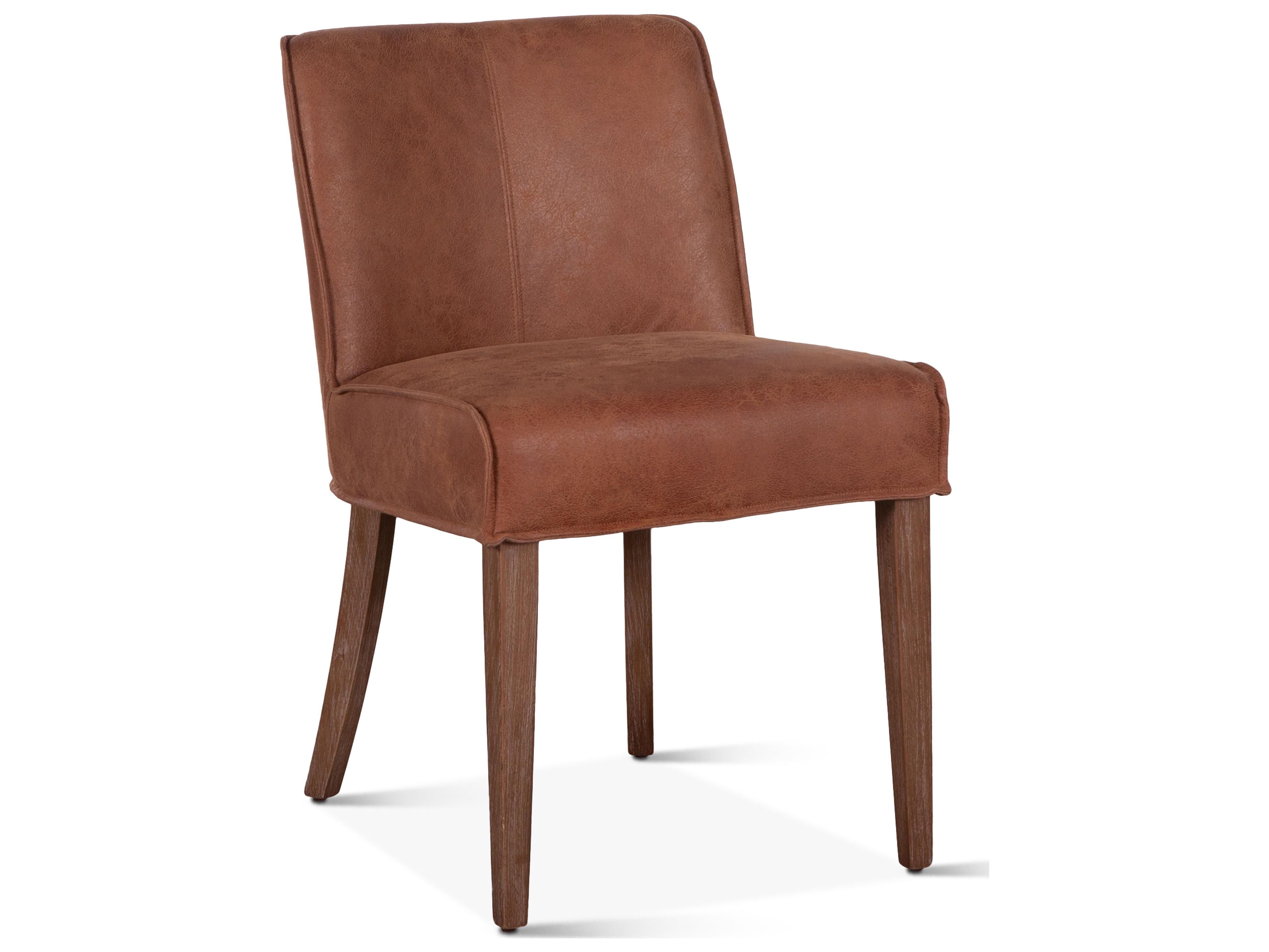 World Interiors Avery Oak Wood Brown Leather Side Dining Chair