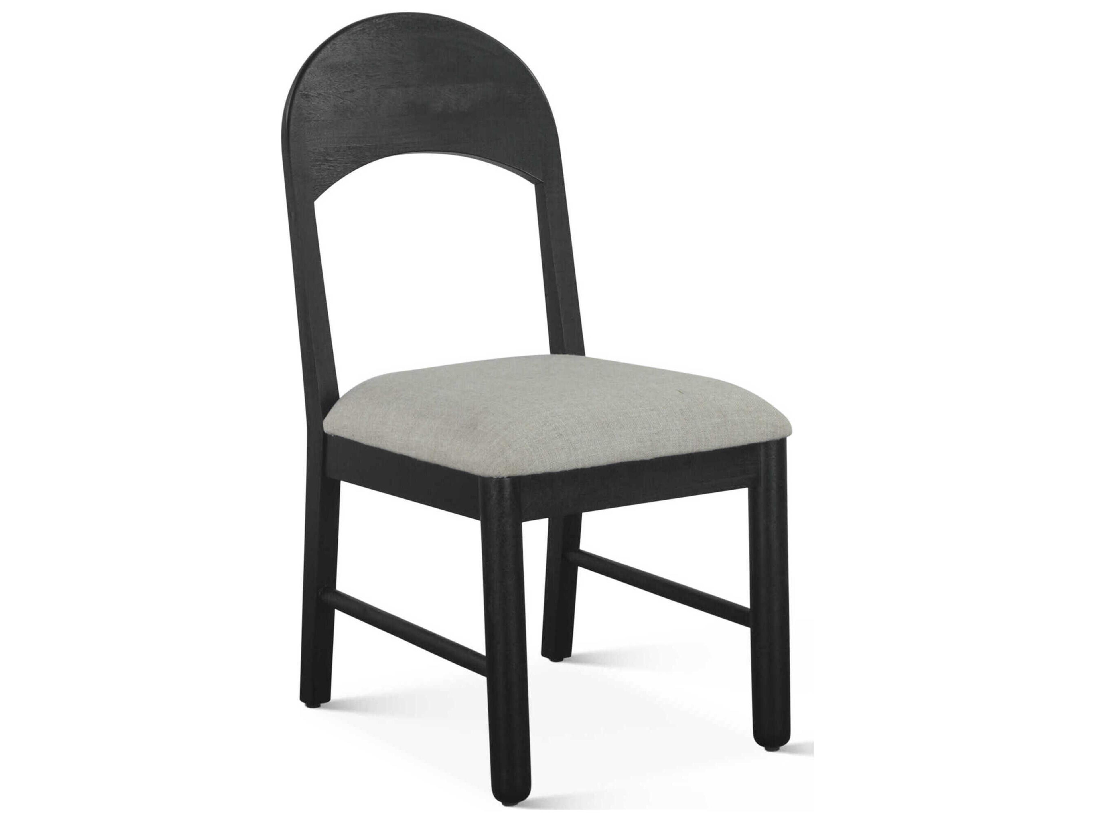 World Interiors Bakio Mango Wood Black Upholstered Armless Dining Chair