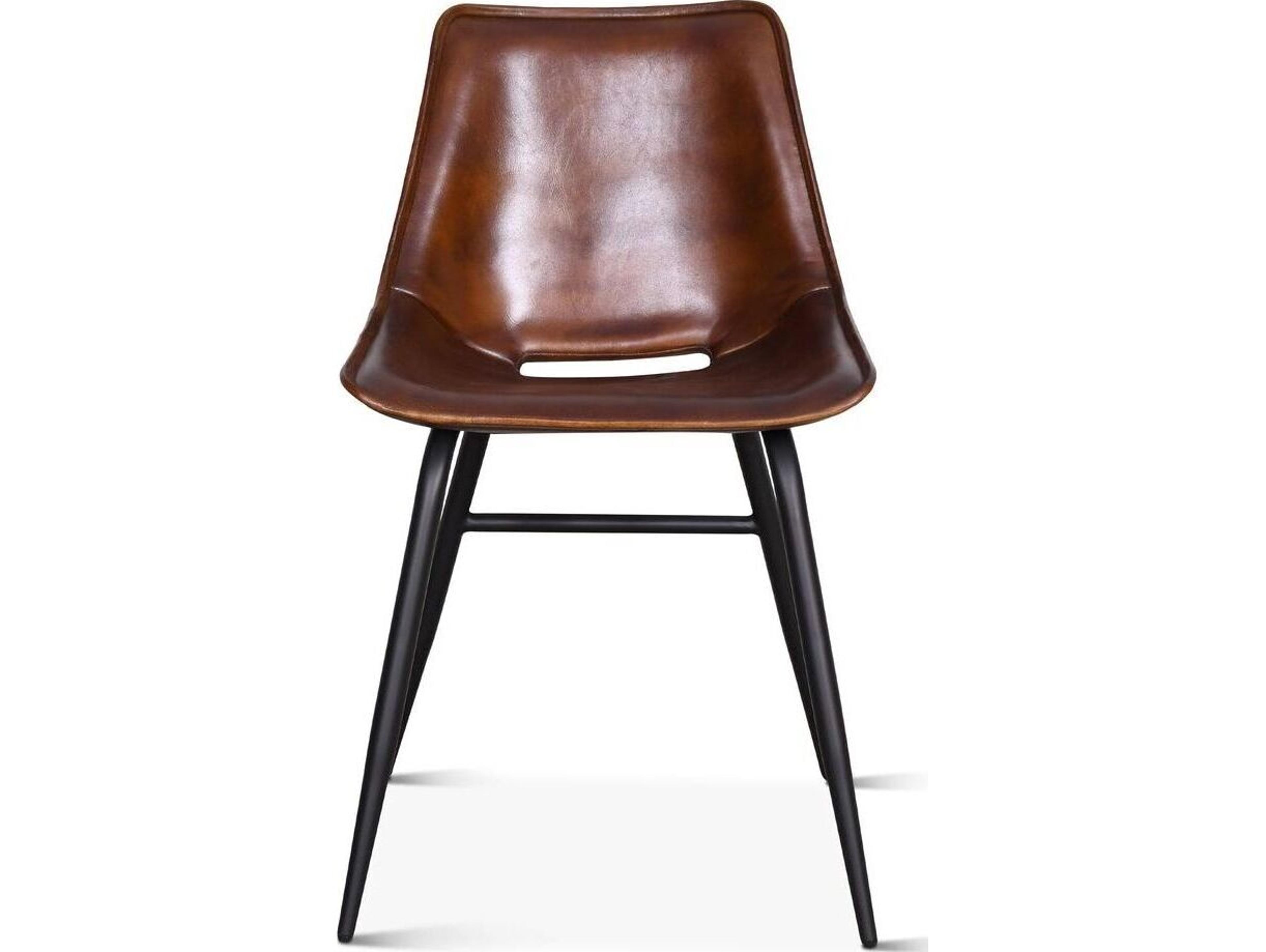 World Interiors Brisbane Brown Leather Armless Dining Chair