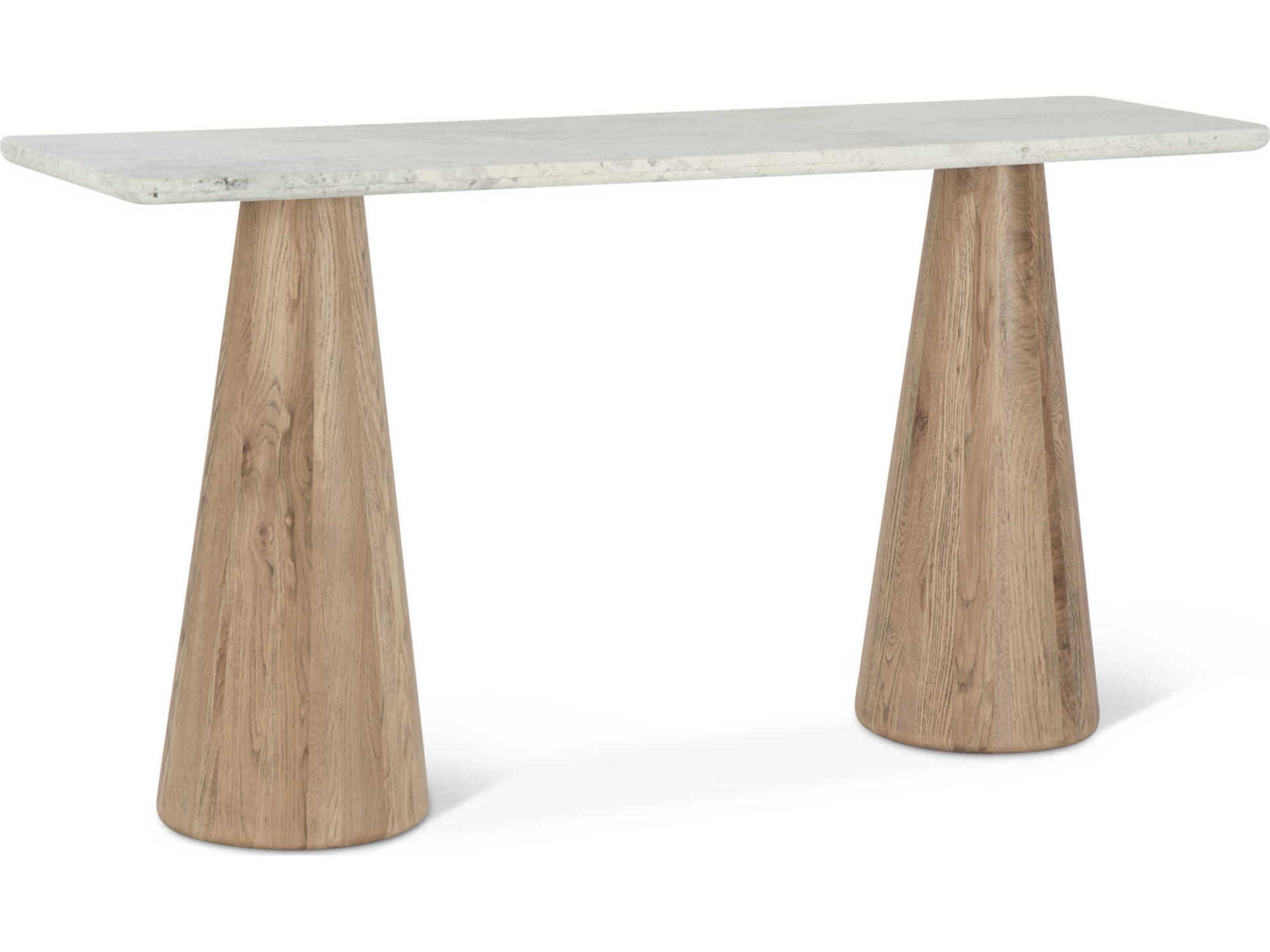 World Interiors Caldera Rectangular Stone Natural Console Table