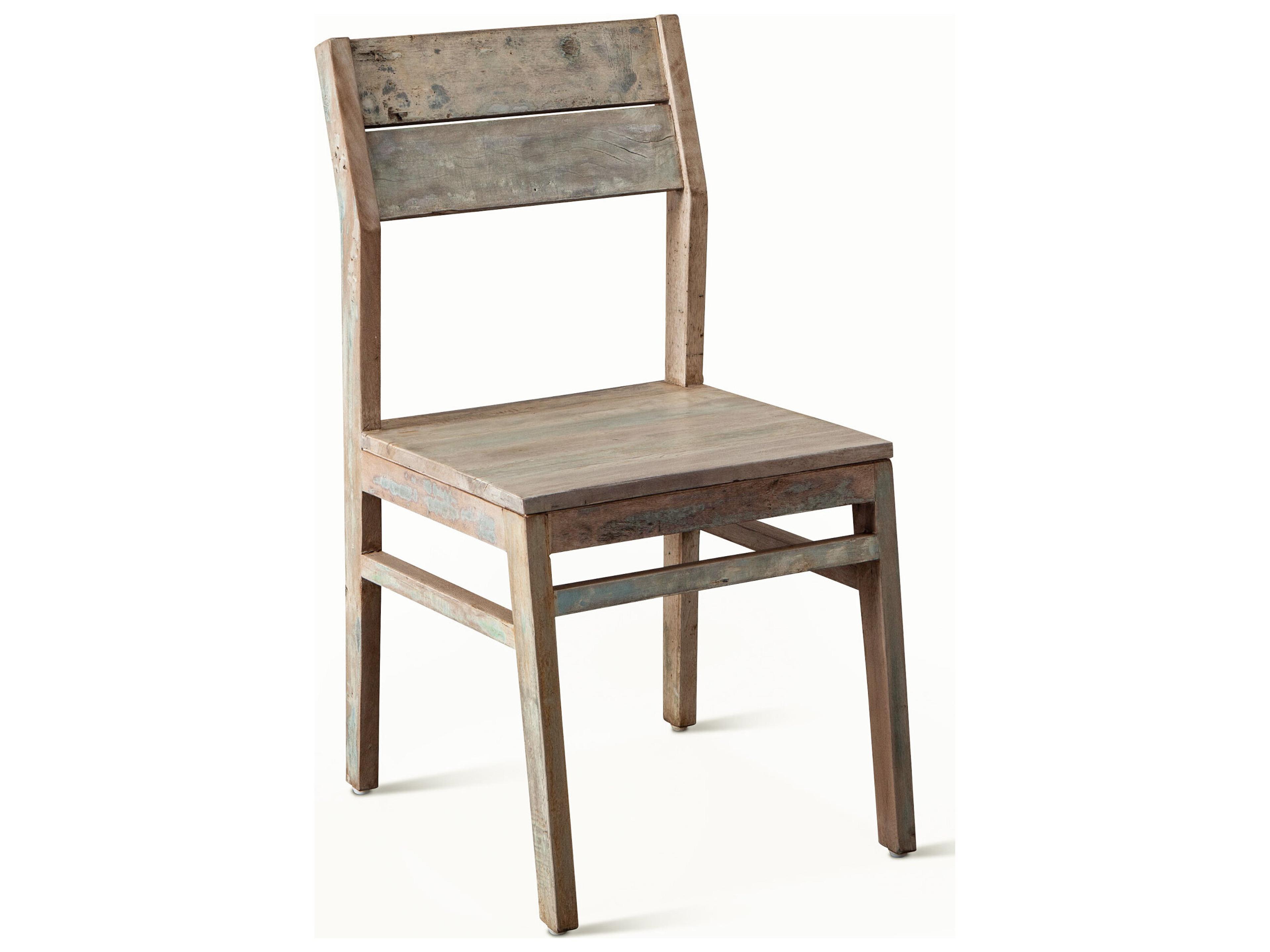 World Interiors Cordoba Teak Wood Beige Armless Dining Chair