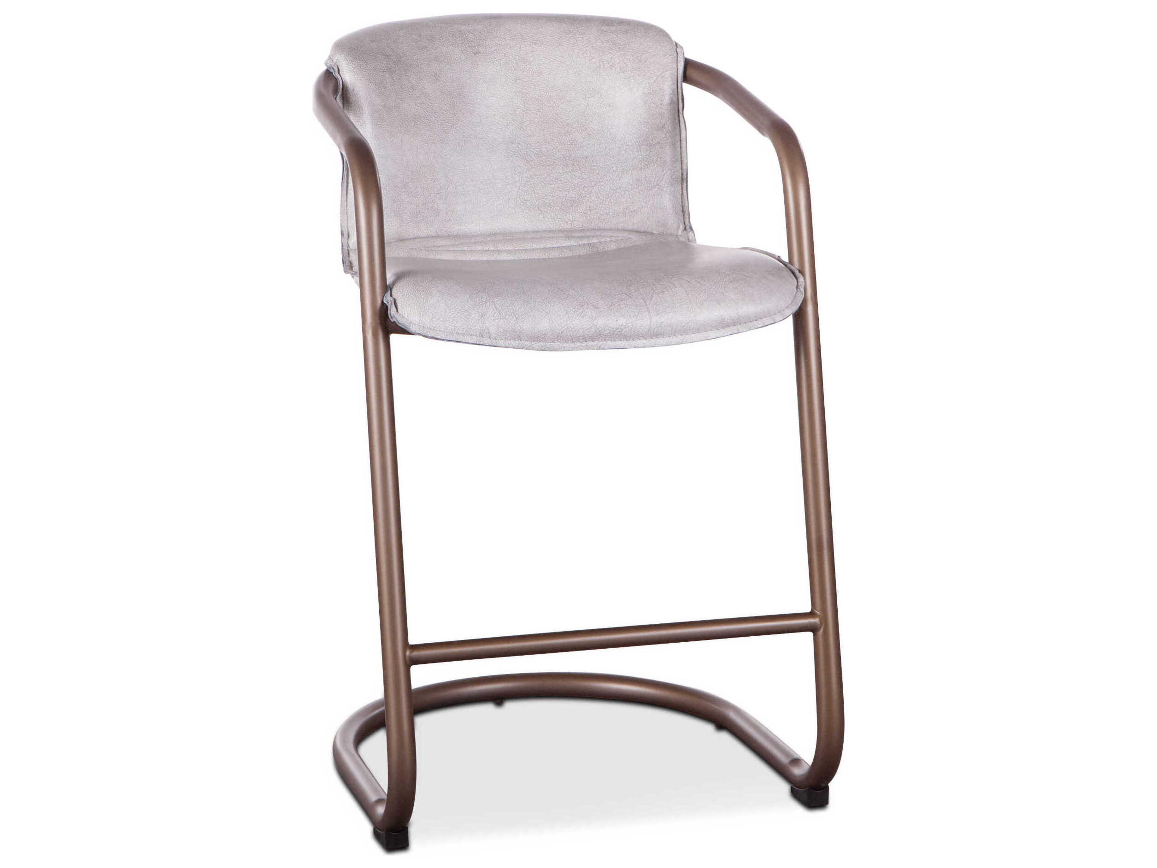 World Interiors Chiavari Distressed Antique Brushed Bronze Leather Counter Stool