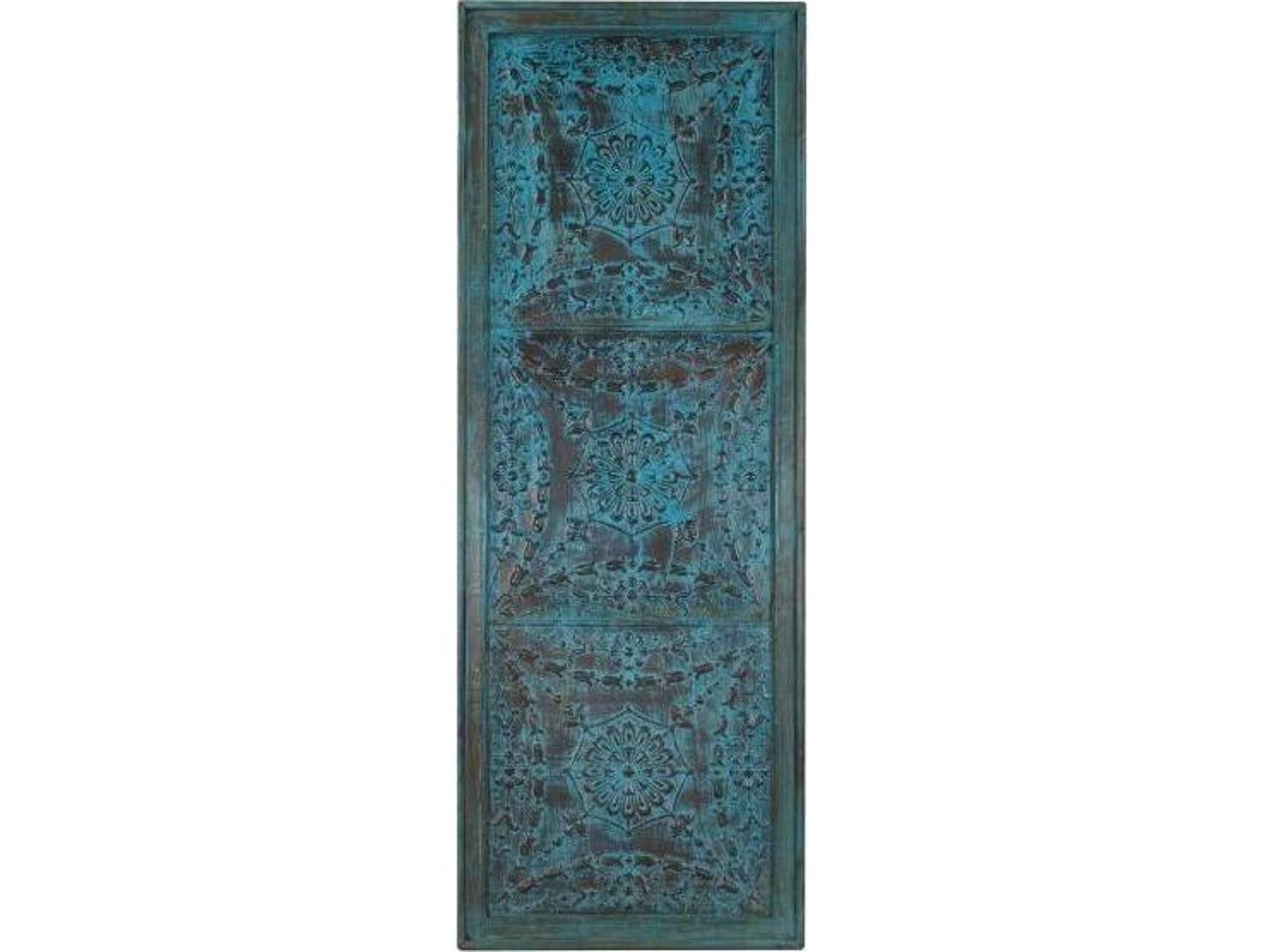 World Interiors Curio Antique Blue Wood Wall Art