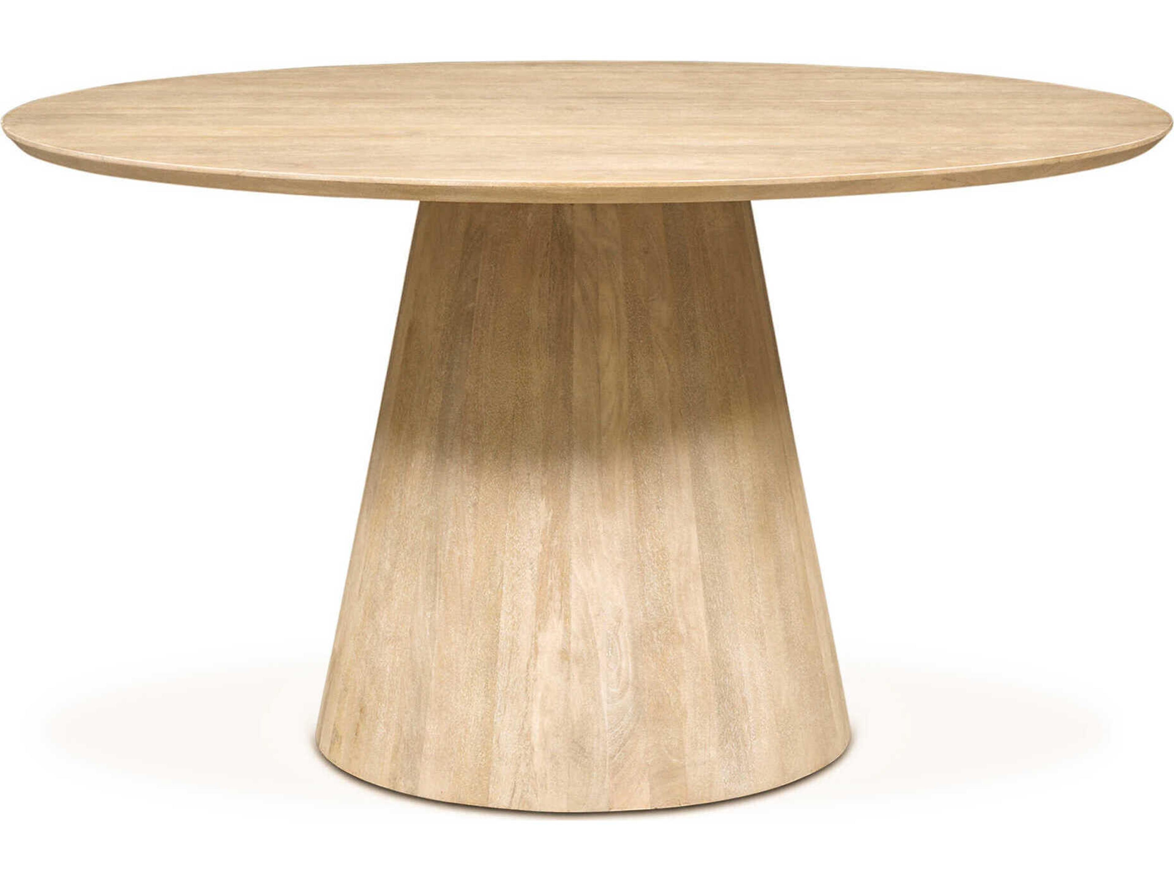 World Interiors Calabasas Round Wood White Wash Dining Table