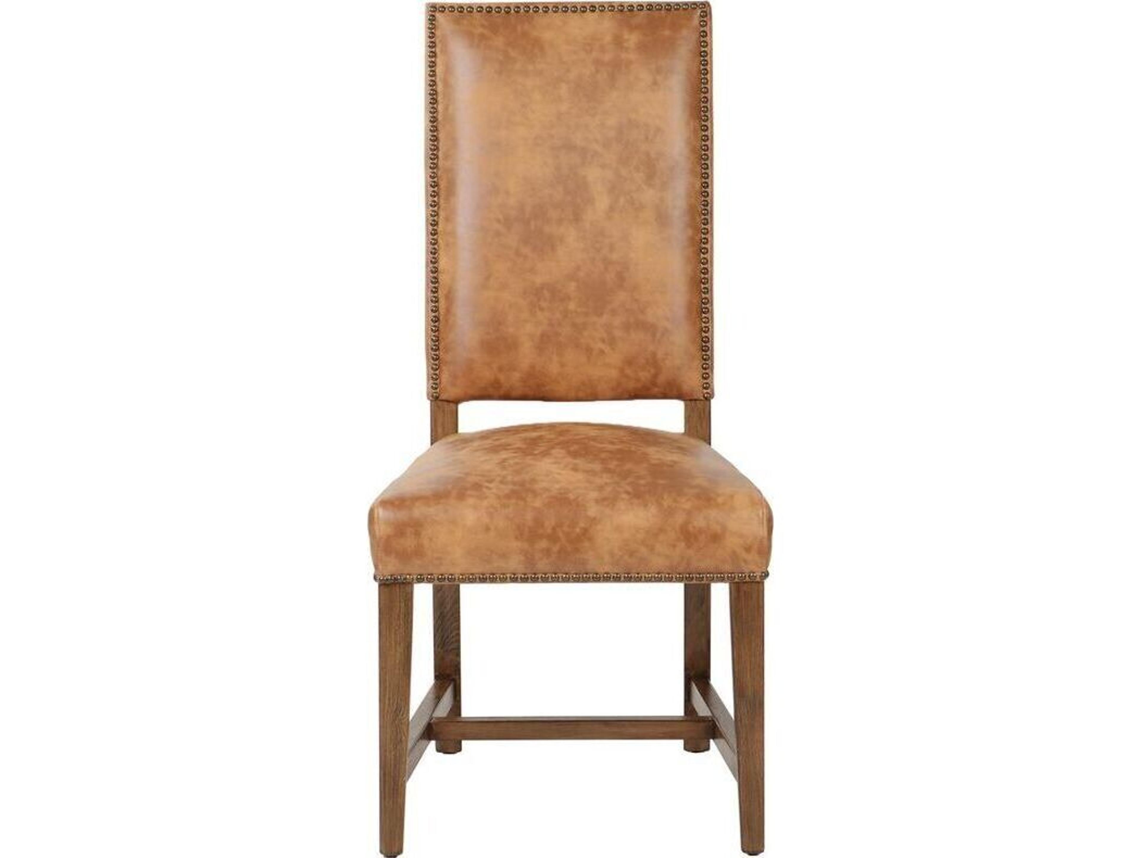 World Interiors Dani Birch Wood Natural Leather Armless Dining Chair