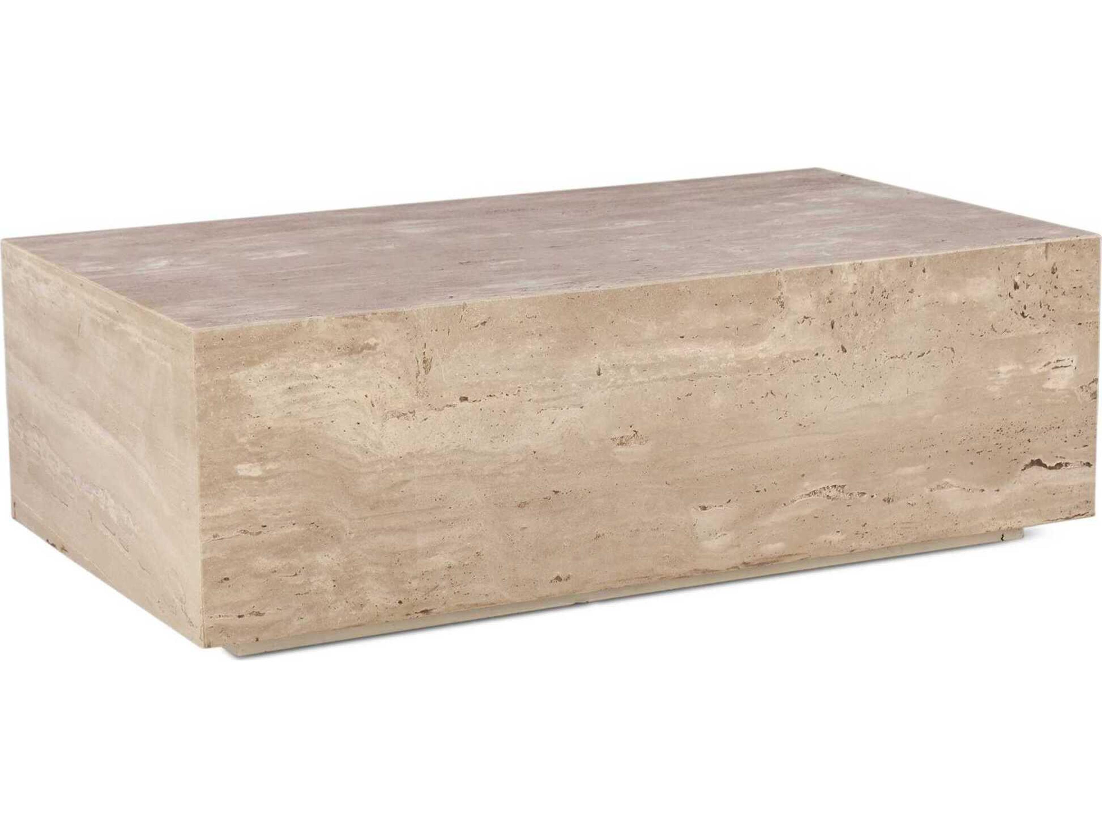 World Interiors Giza Rectangular Stone Travertine Coffee Table