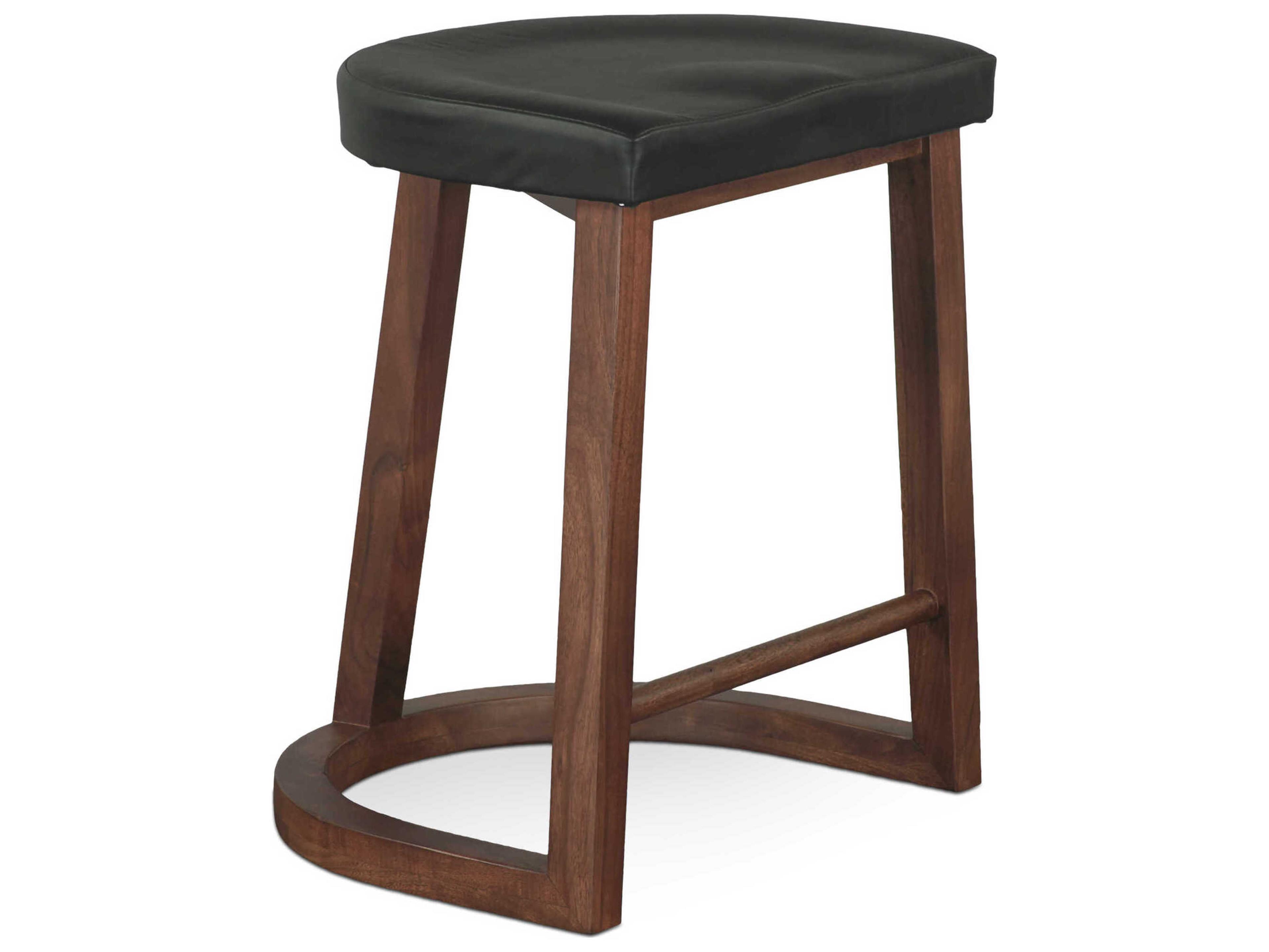 World Interiors Hampton Walnut Leather Acacia Wood Counter Stool
