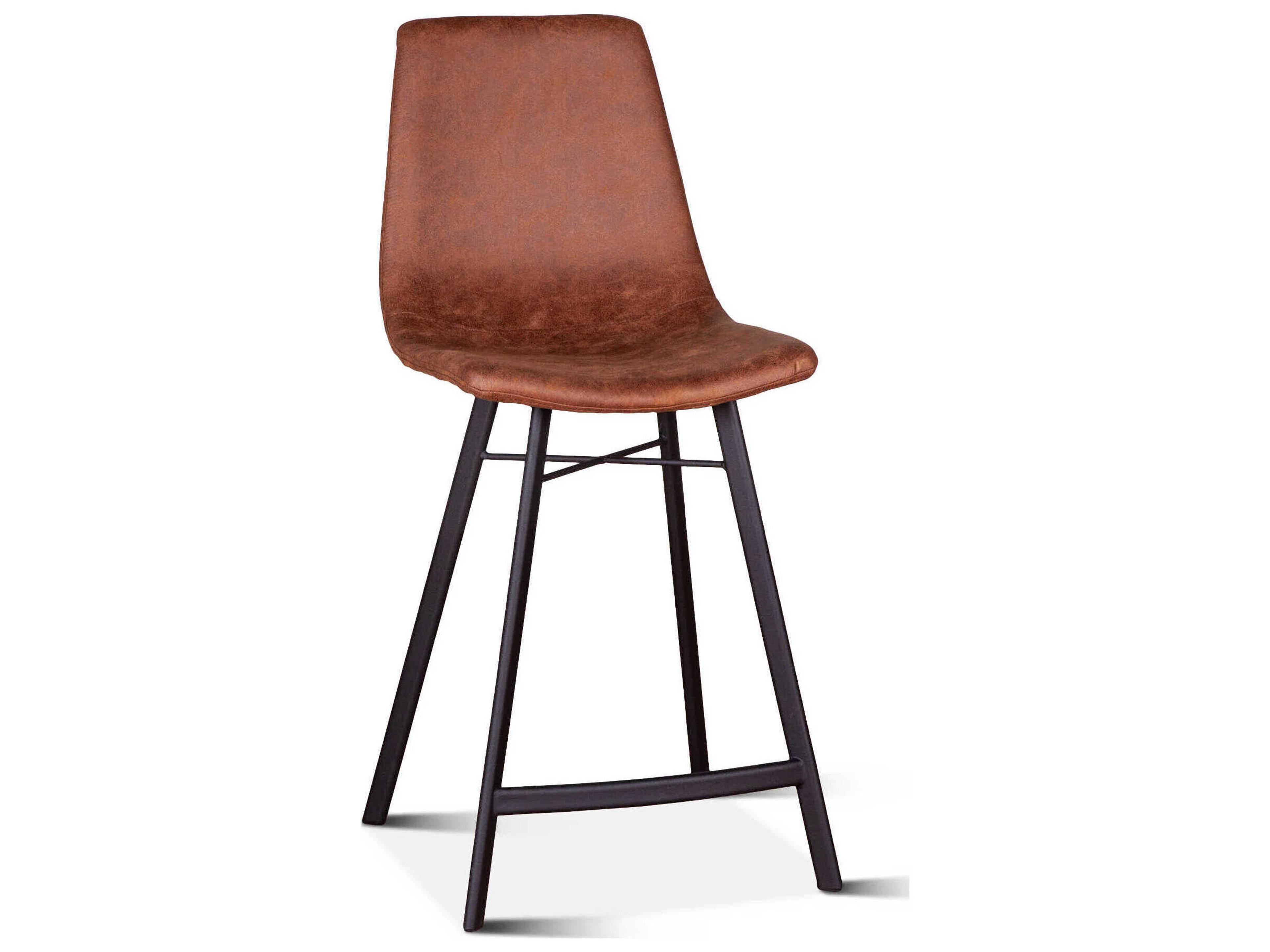 World Interiors Hudson Charcoal Matte Black Microfiber Upholstered Counter Stool