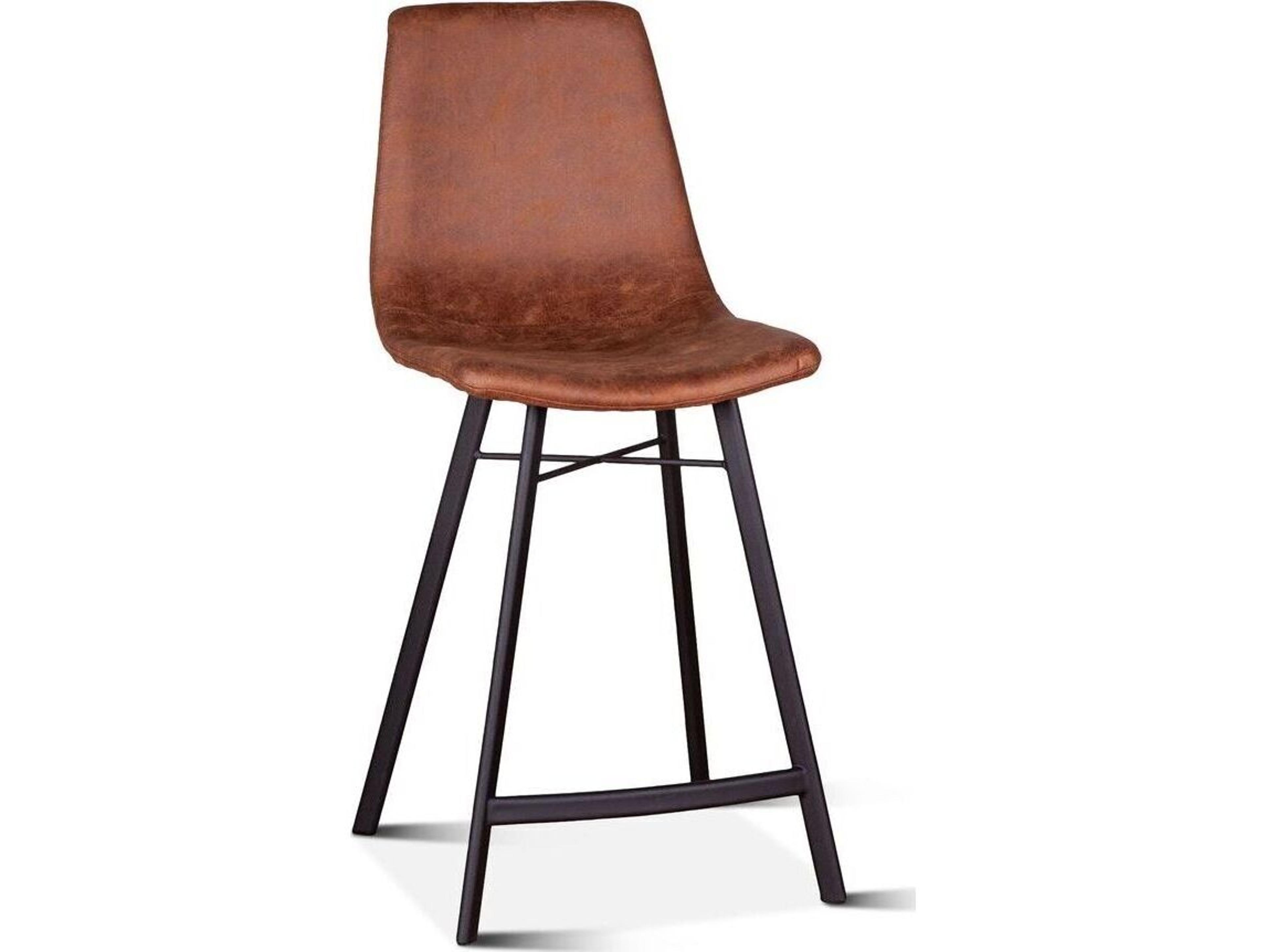 World Interiors Hudson Charcoal Matte Black Leather Counter Stool
