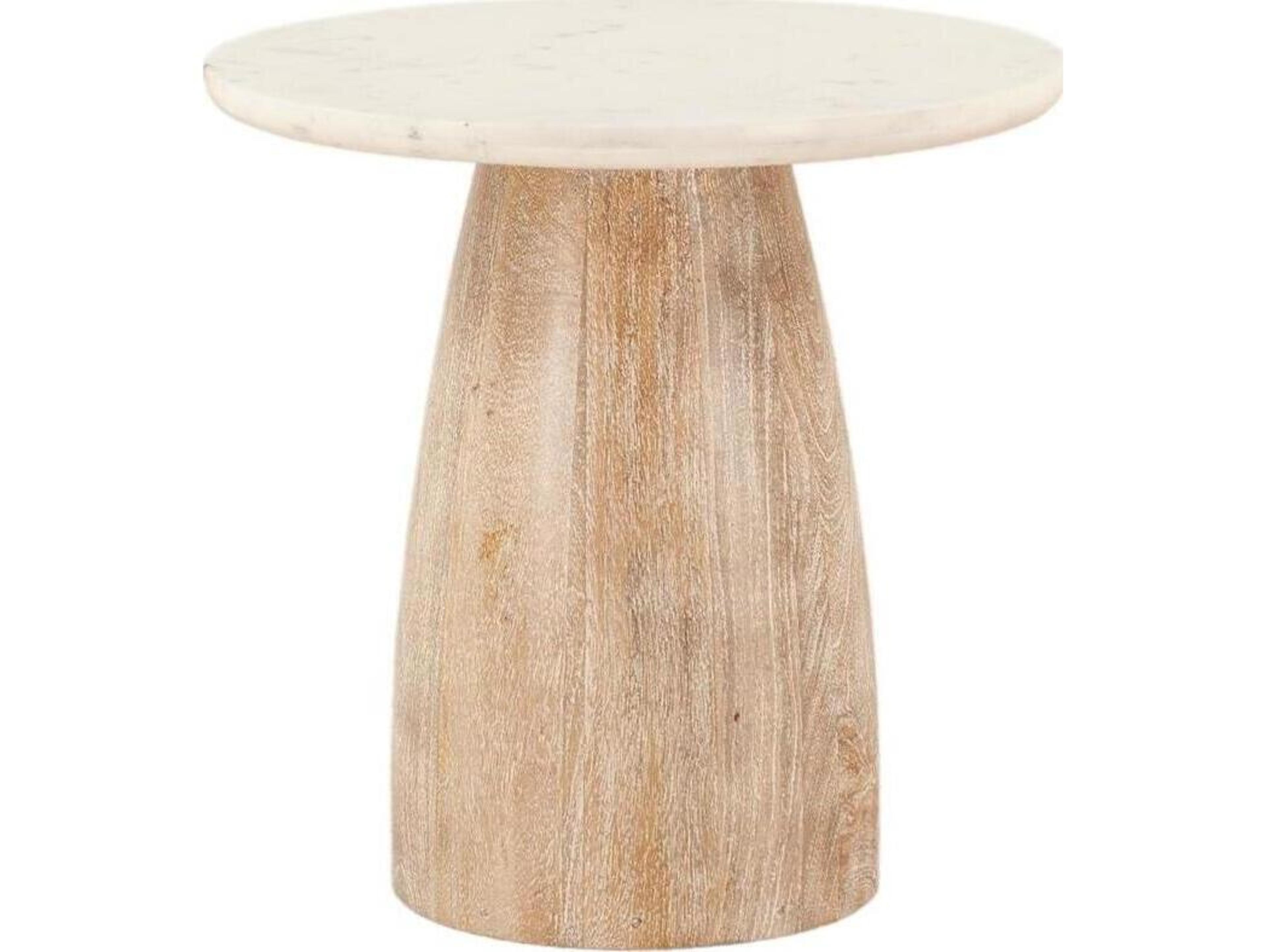 World Interiors Palm Desert White Wash Round Wood Bar Table