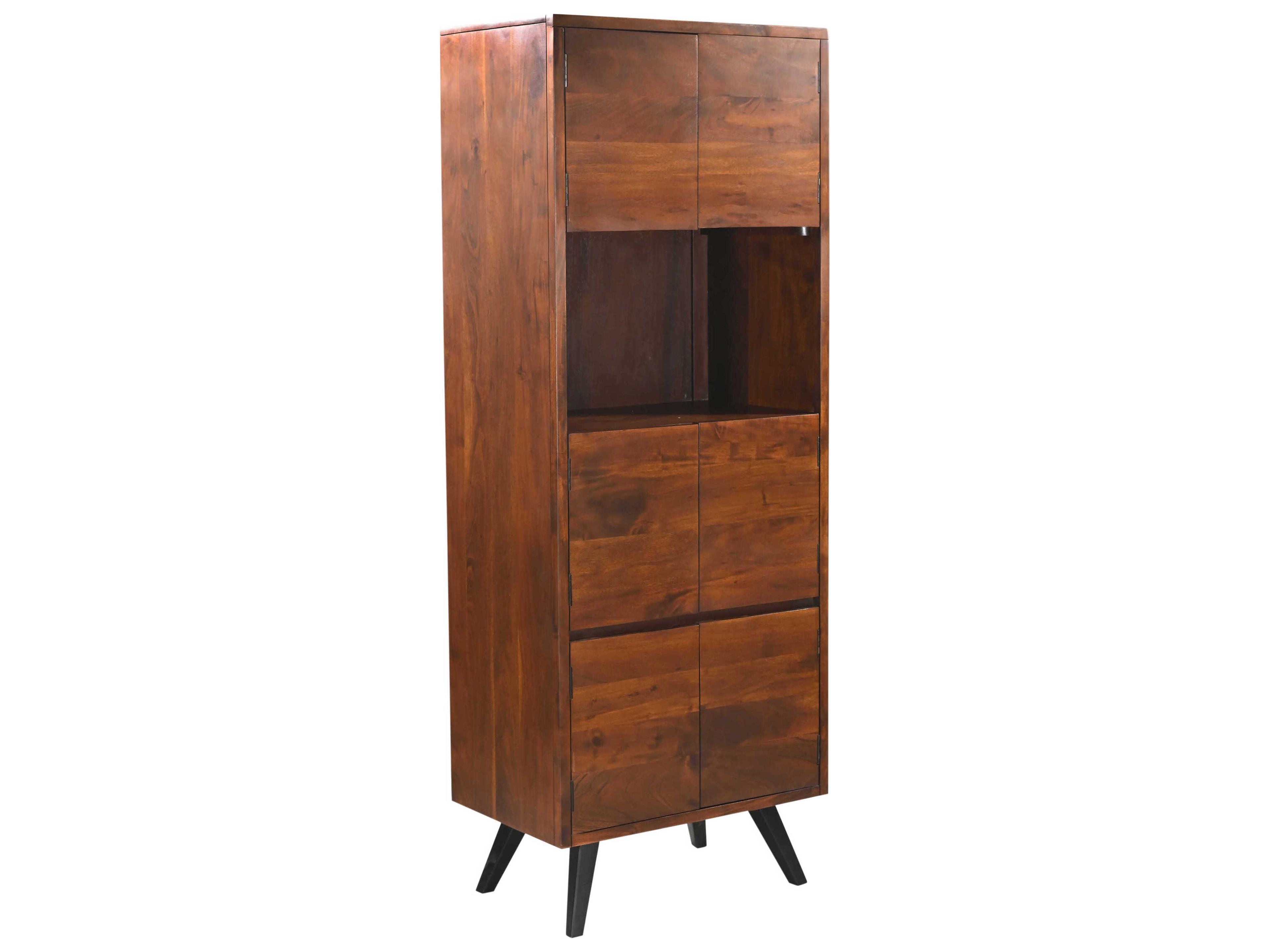 World Interiors Knoxville Brown Acacia Wood Walnut Bar Cabinet