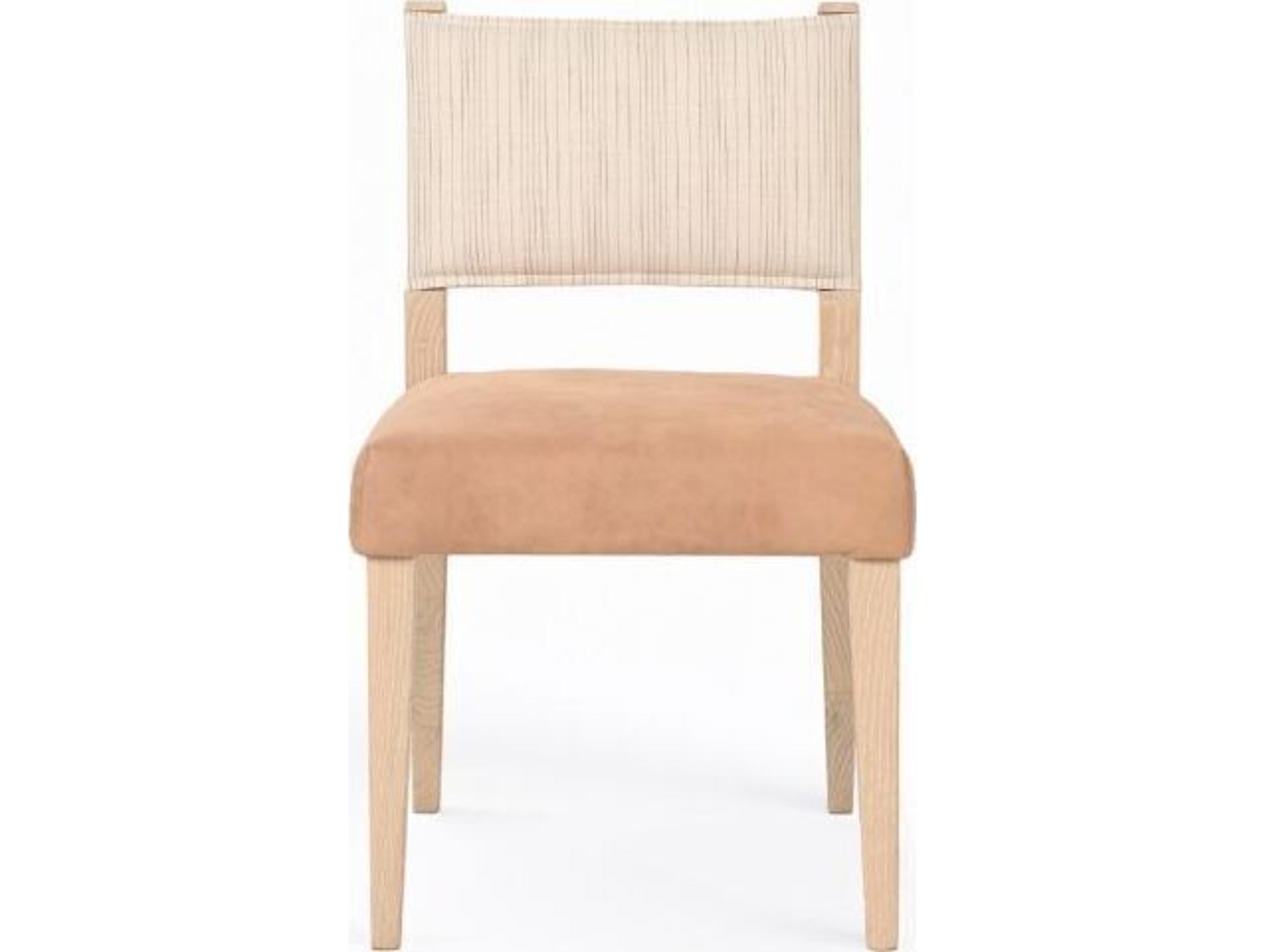 World Interiors Lila Solid Wood Natural Leather Armless Dining Chair