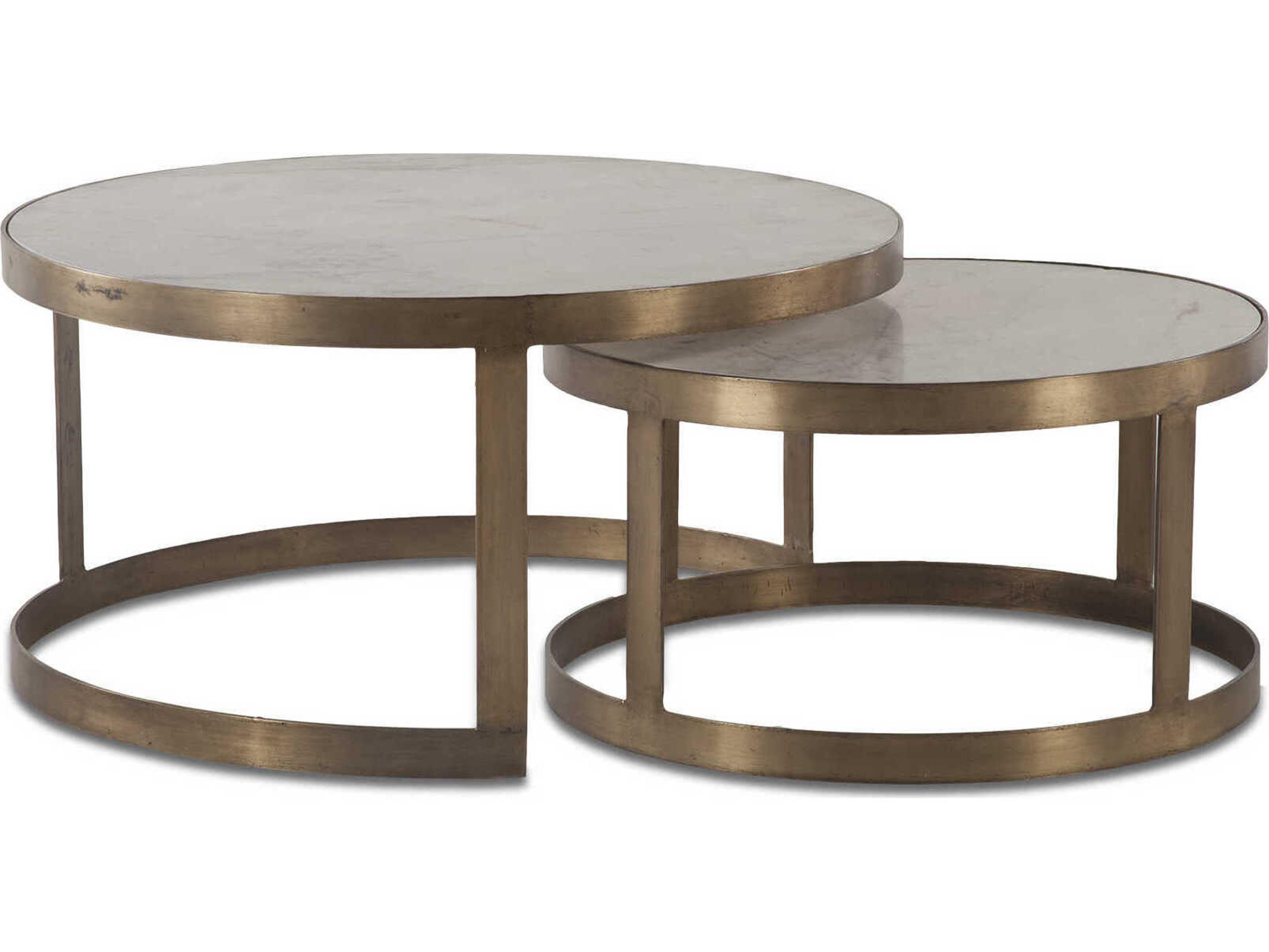 World Interiors Leonardo Round Marble Antique Bronze Coffee Table