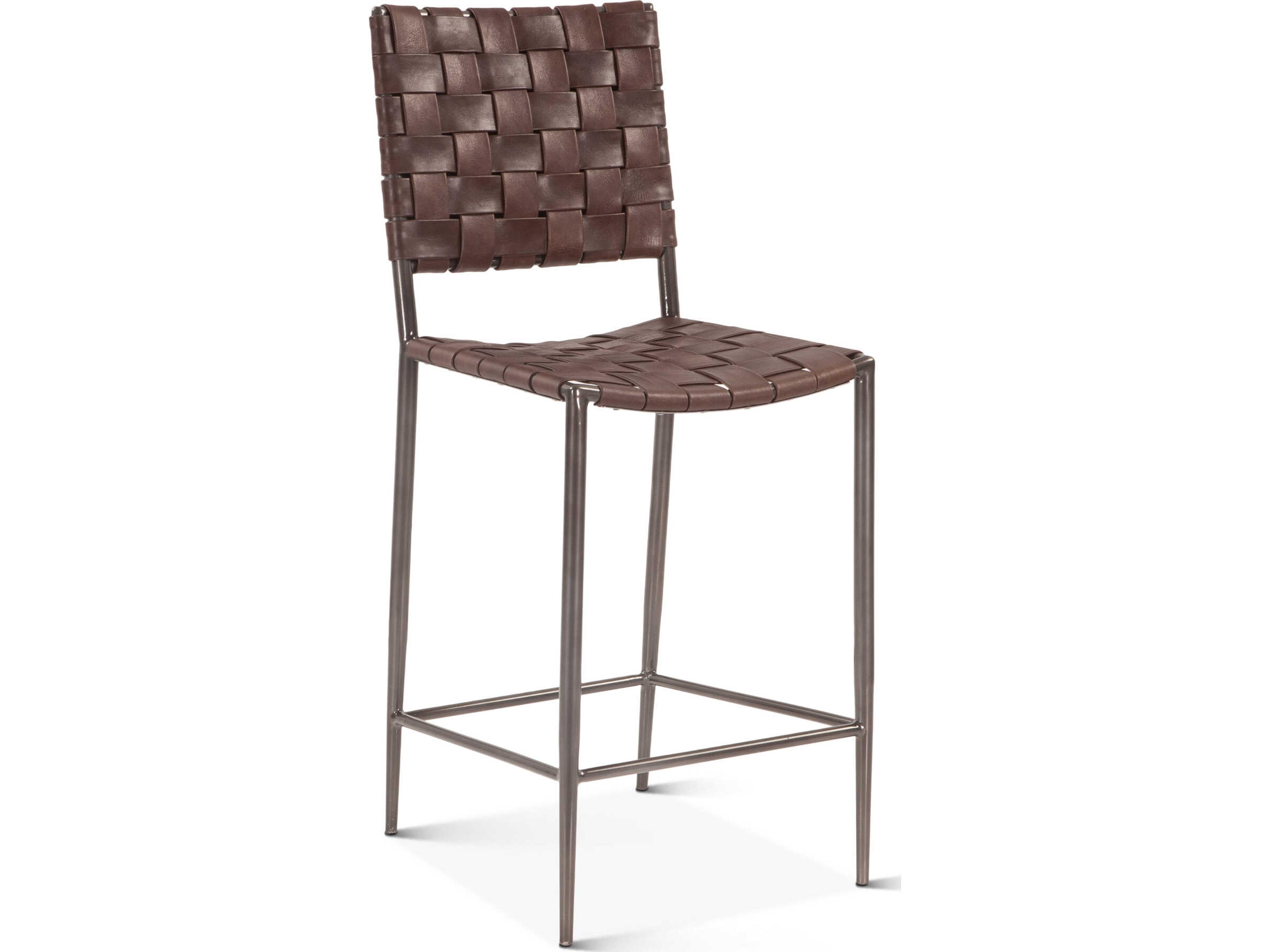 World Interiors Lund Brown Leather Counter Stool