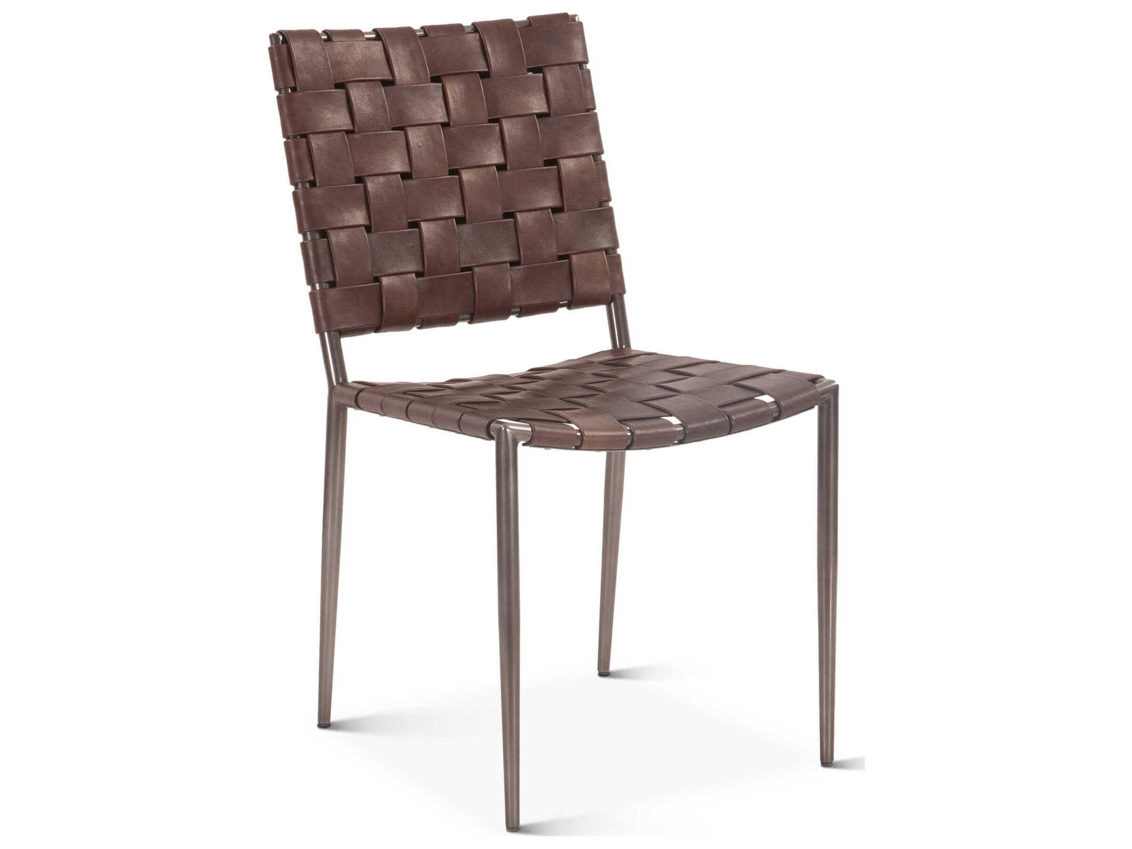 World Interiors Lund Brown Leather Side Dining Chair