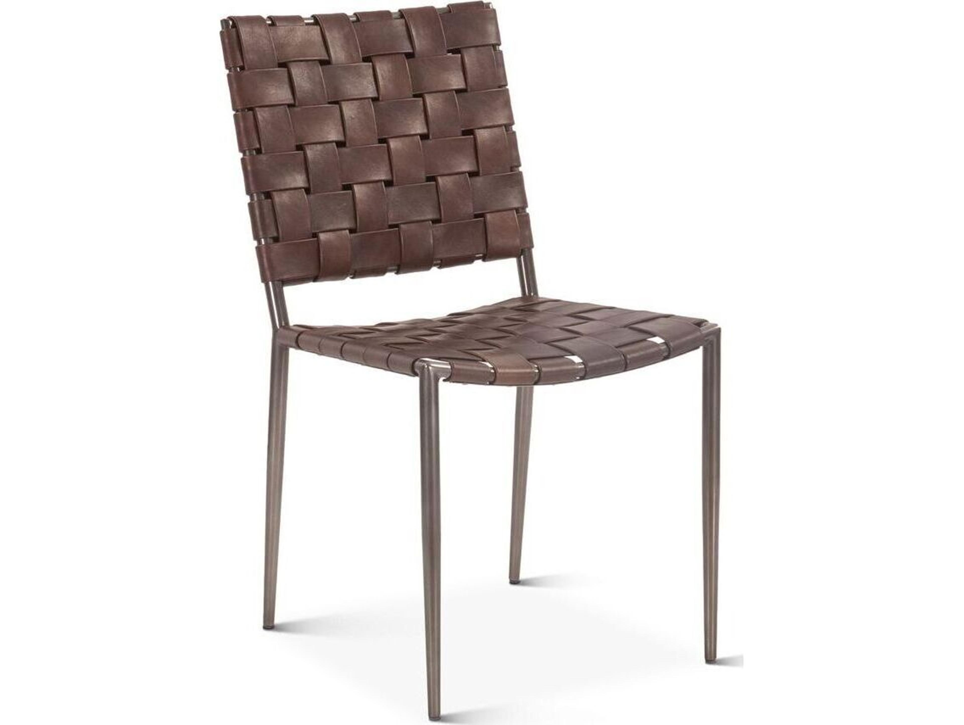 World Interiors Lund Brown Leather Armless Dining Chair