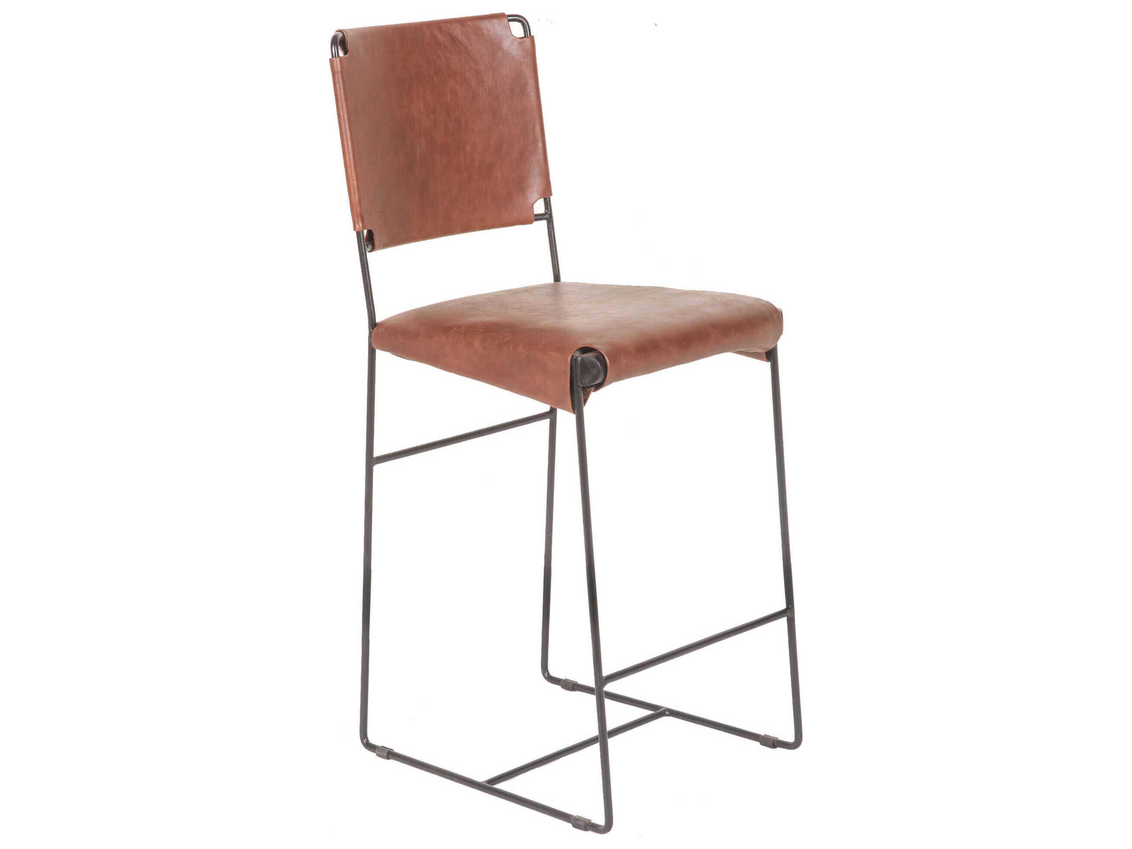 World Interiors Melbourne Tobacco Leather Counter Stool