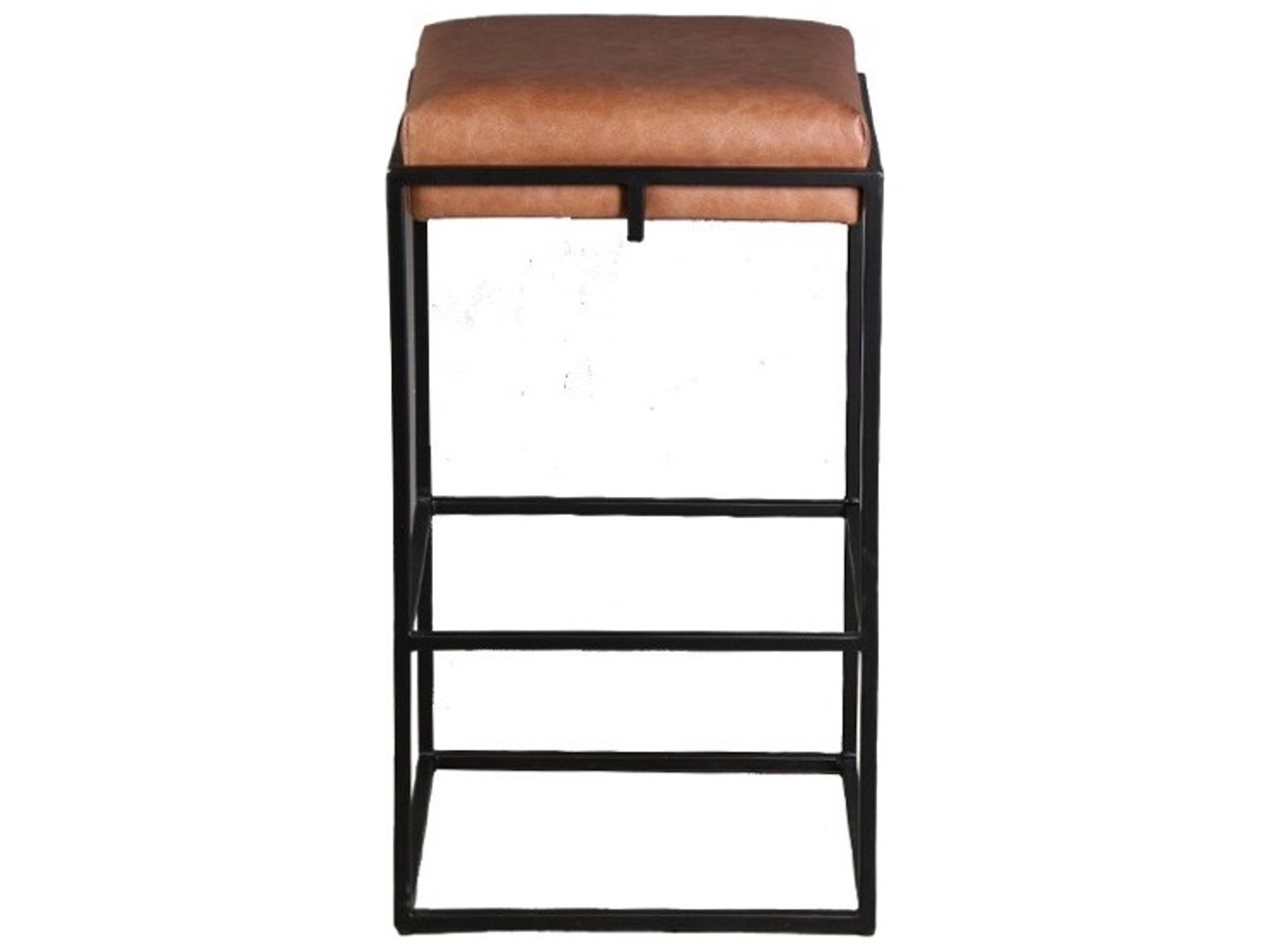World Interiors Melbourne Powder Coated Black Leather Counter Stool