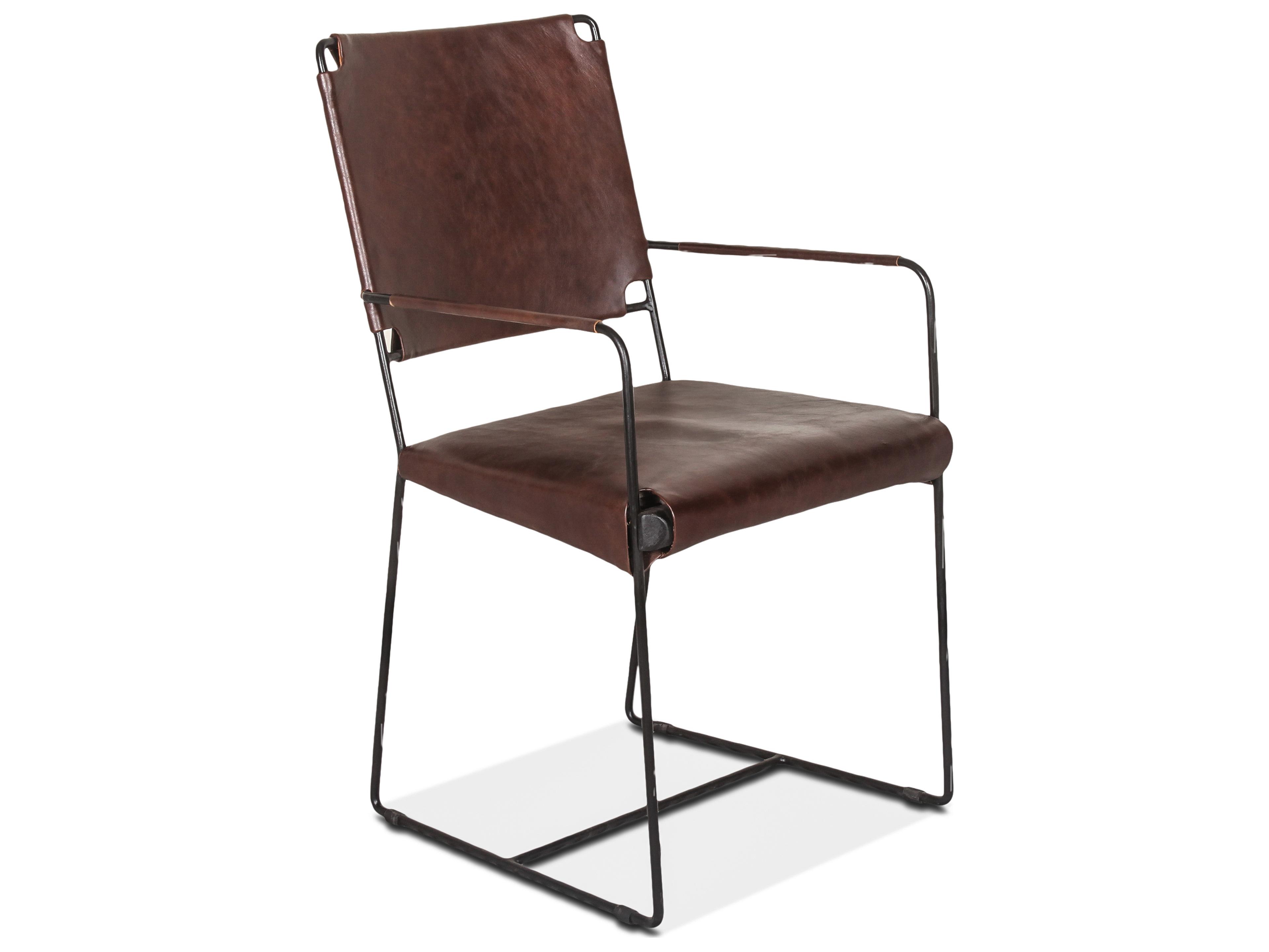 World Interiors Melbourne Black Leather Arm Dining Chair