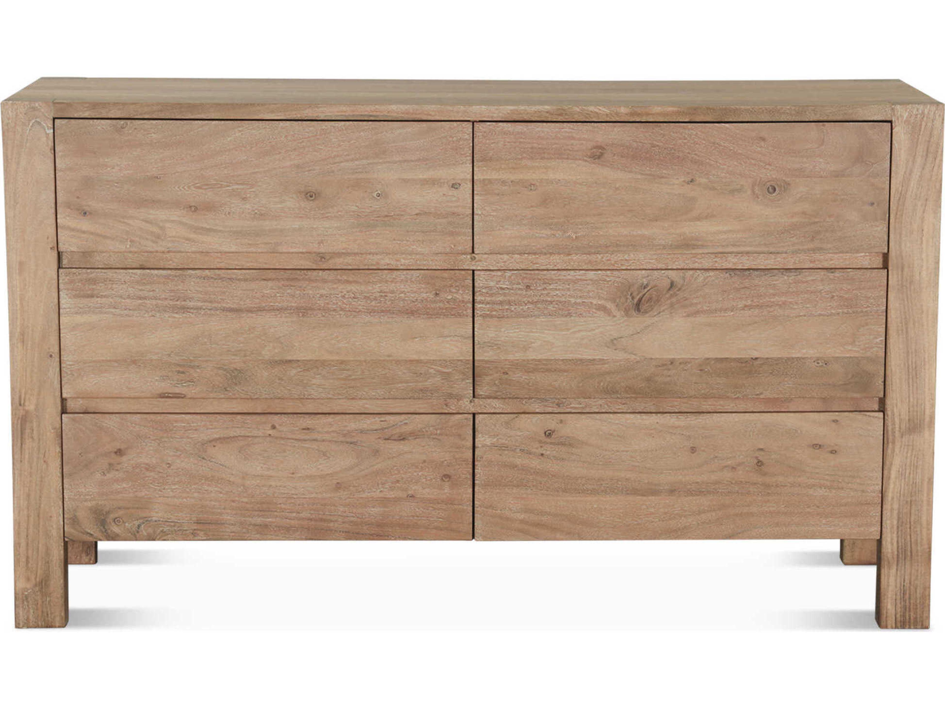 World Interiors Mesa 6-Drawers Natural Acacia Wood Double Dresser