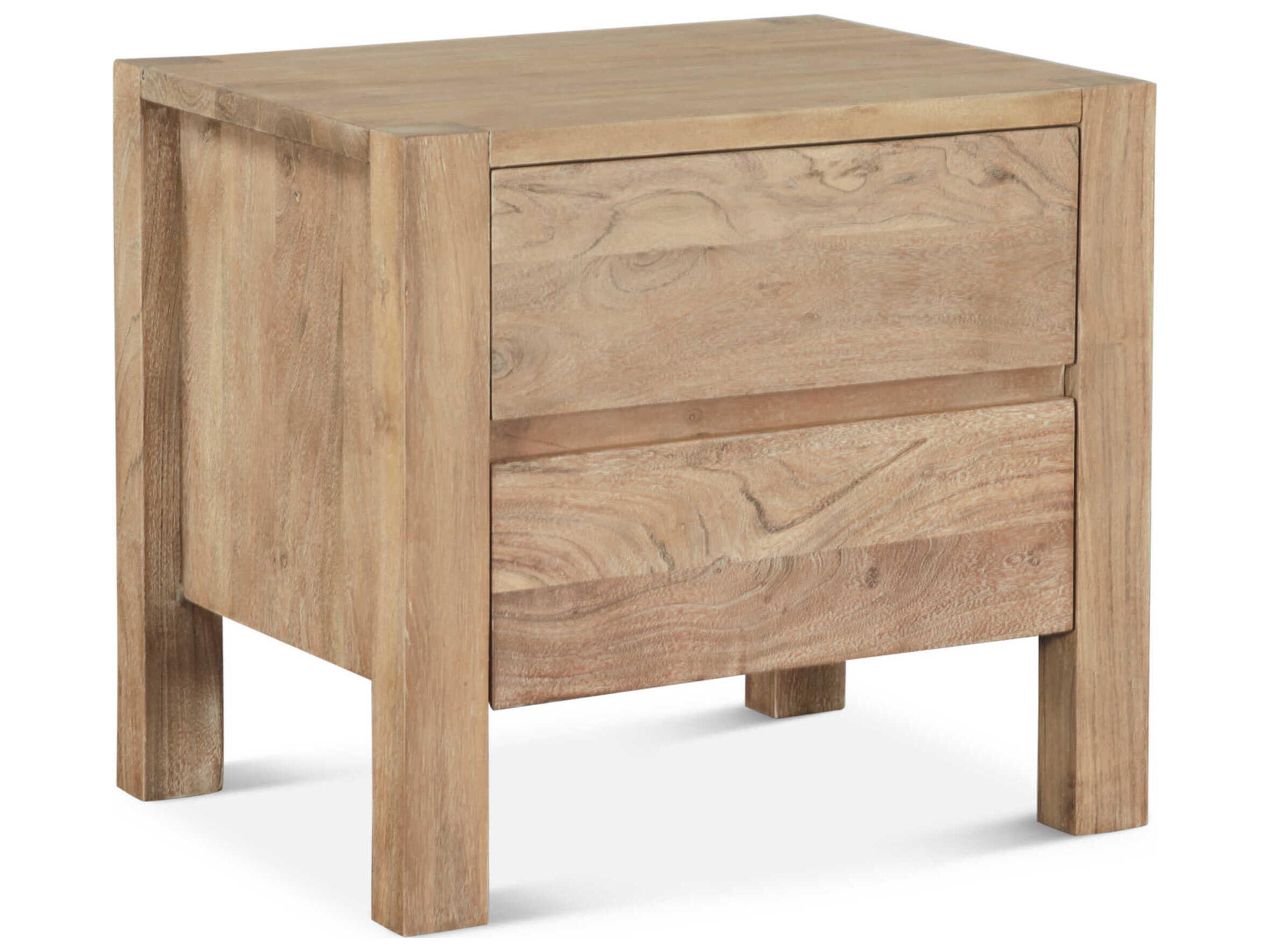 World Interiors Mesa 2-Drawers Brown Acacia Wood Nightstand