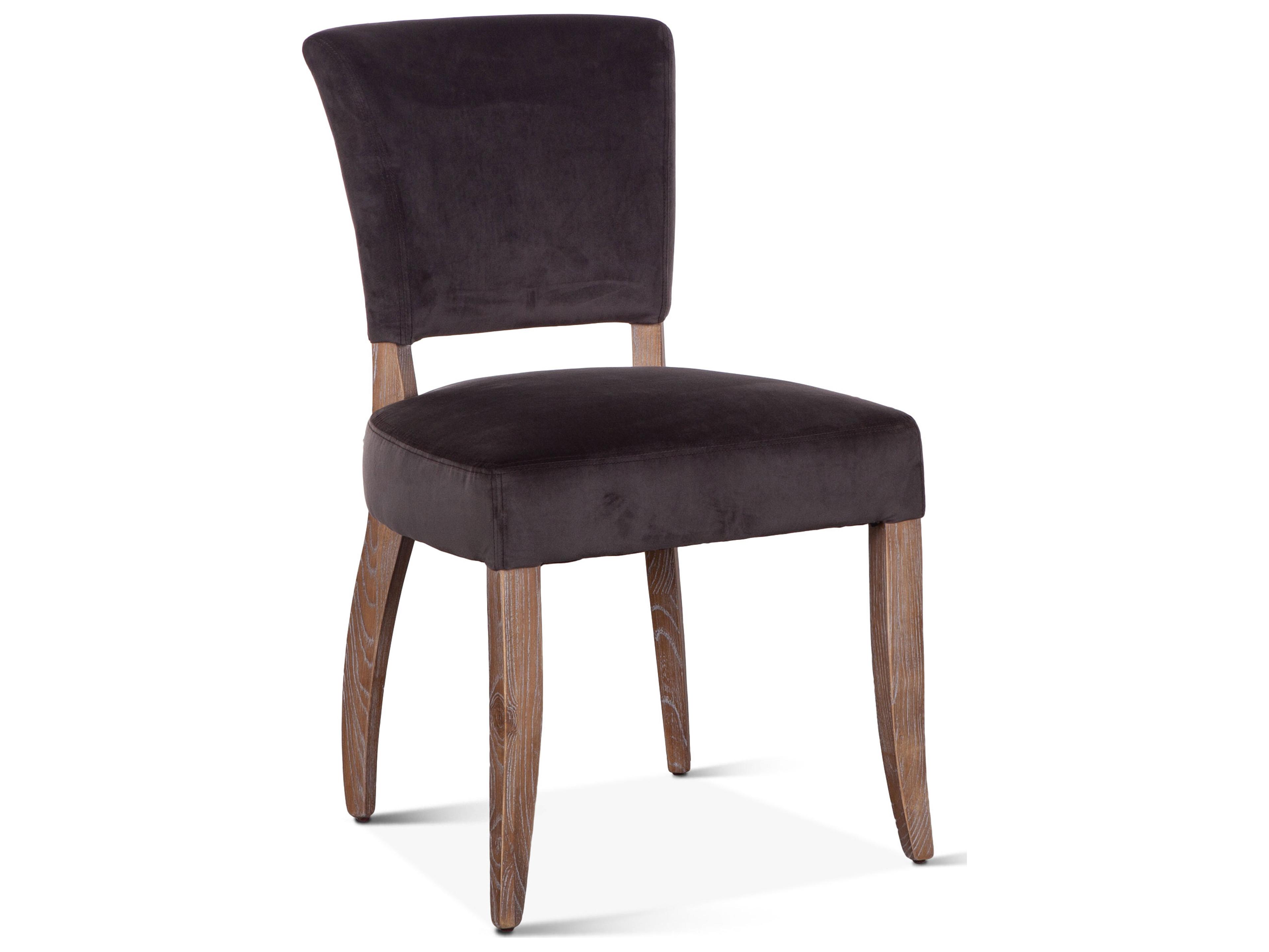 World Interiors Portia Oak Wood Brown Velvet Upholstered Armless Dining Chair