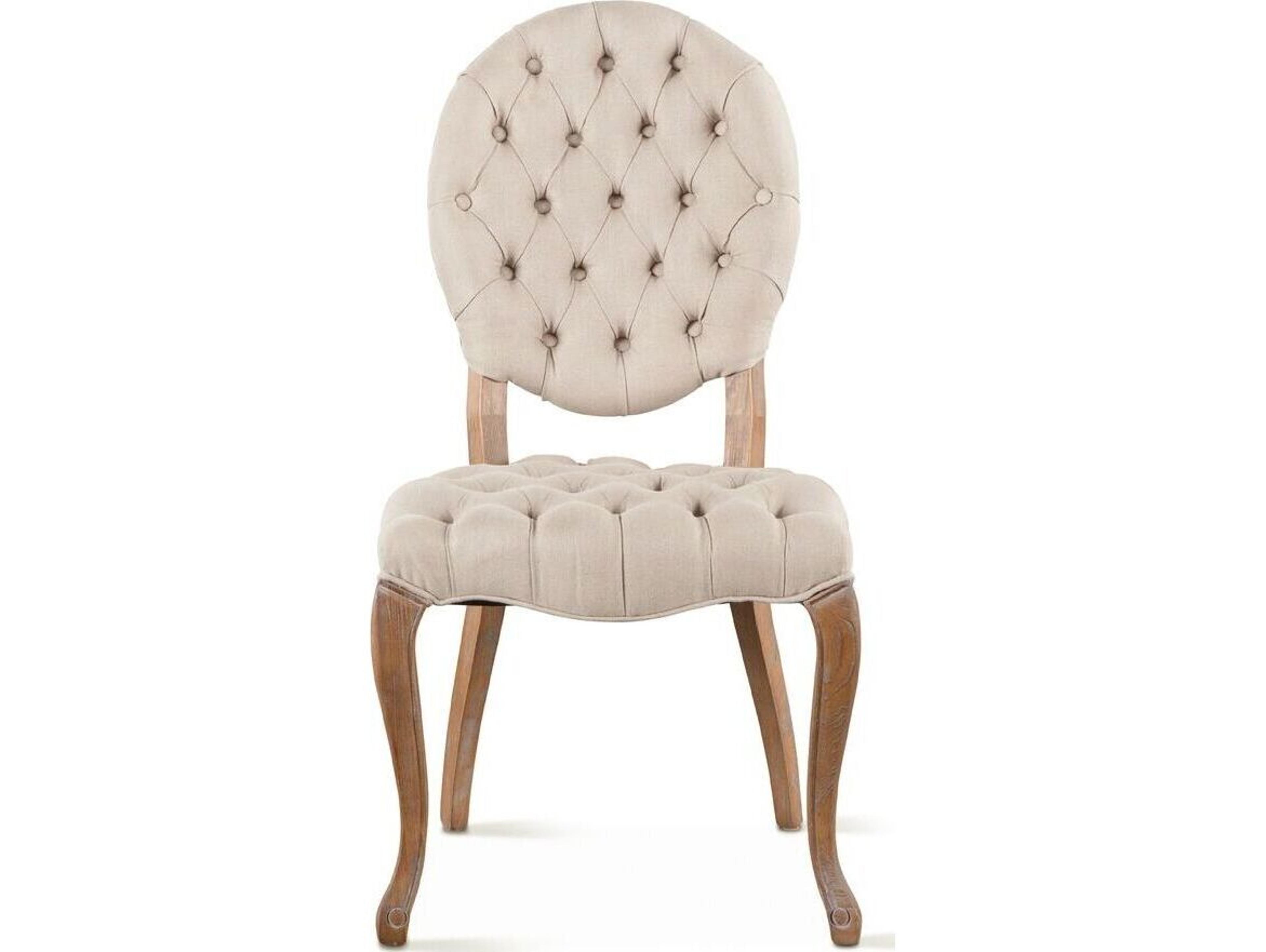 World Interiors Portia Oak Wood White Upholstered Armless Dining Chair