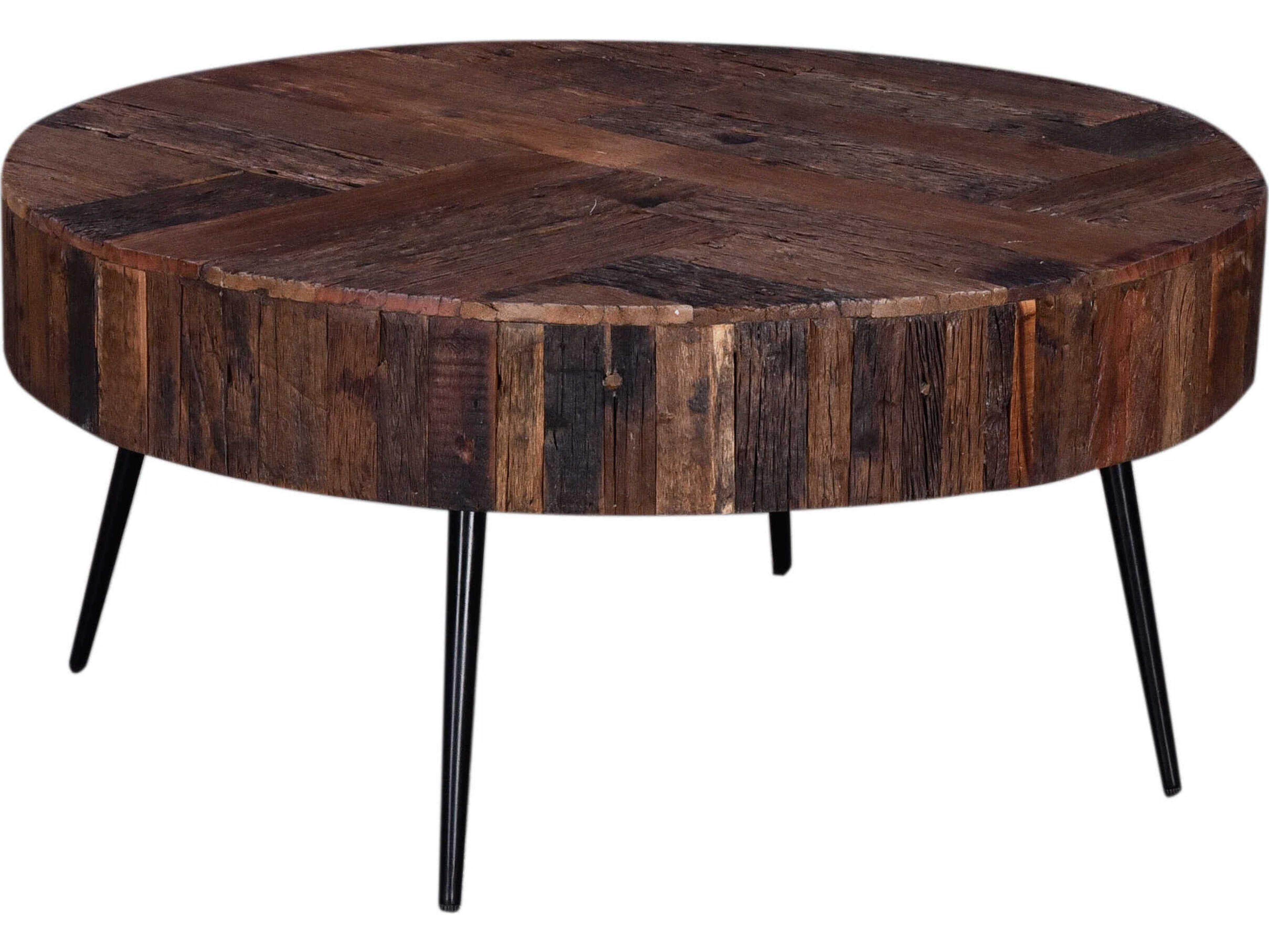 World Interiors Palm Desert Round Wood Natural Coffee Table