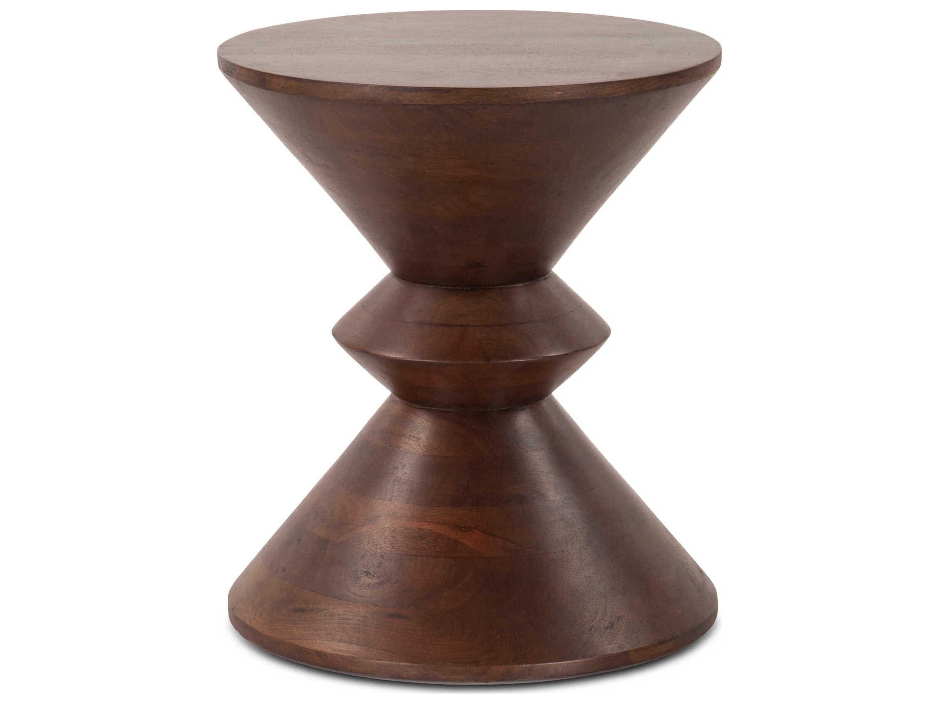 World Interiors Palm Desert Round Wood Royal Brown End Table