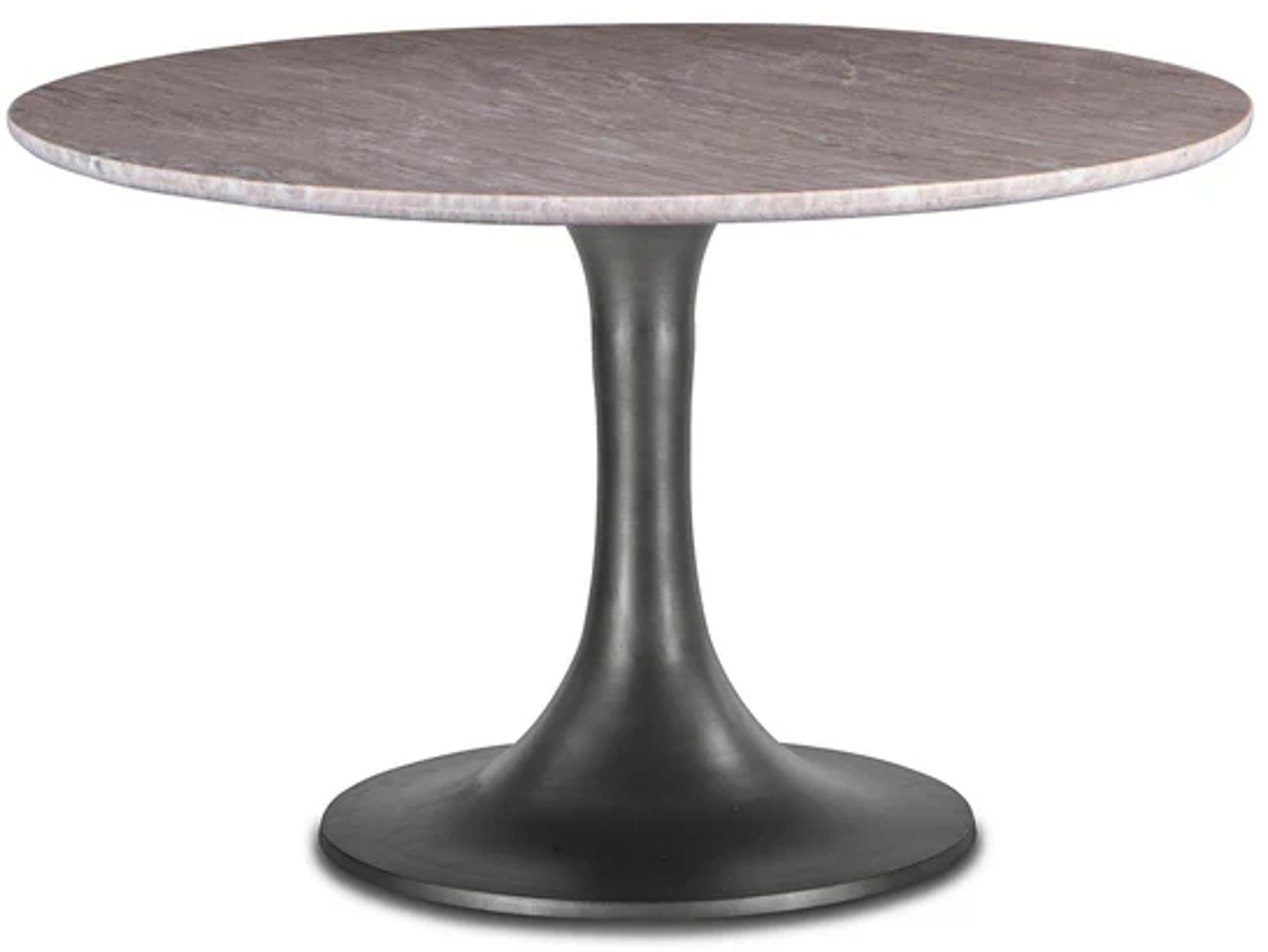 World Interiors Palm Desert Round Marble Brown Gunmetal Dining Table