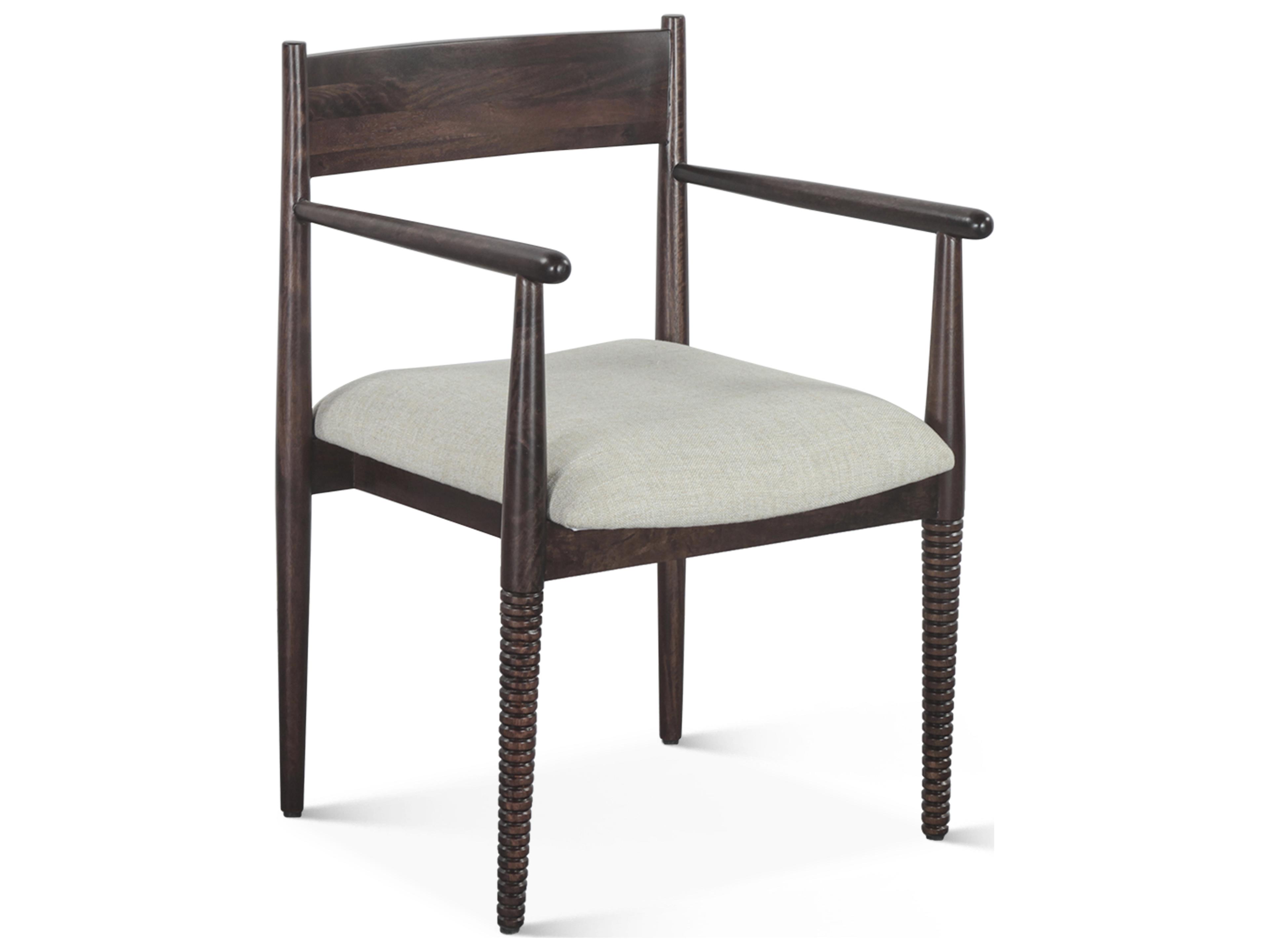 World Interiors Provence Mango Wood Brown Upholstered Arm Dining Chair