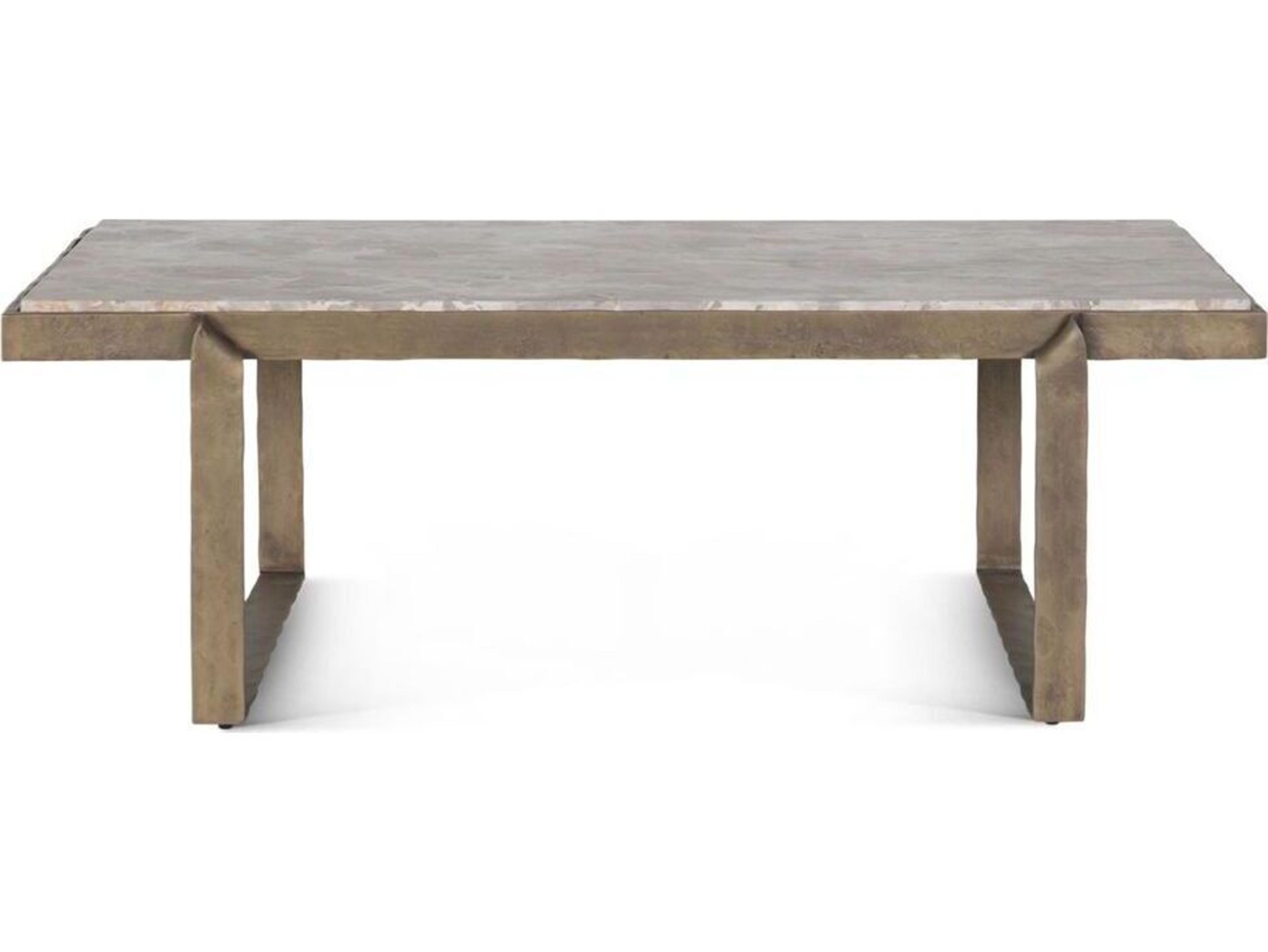 World Interiors Rhodes Rectangular Marble Antique Brass Coffee Table