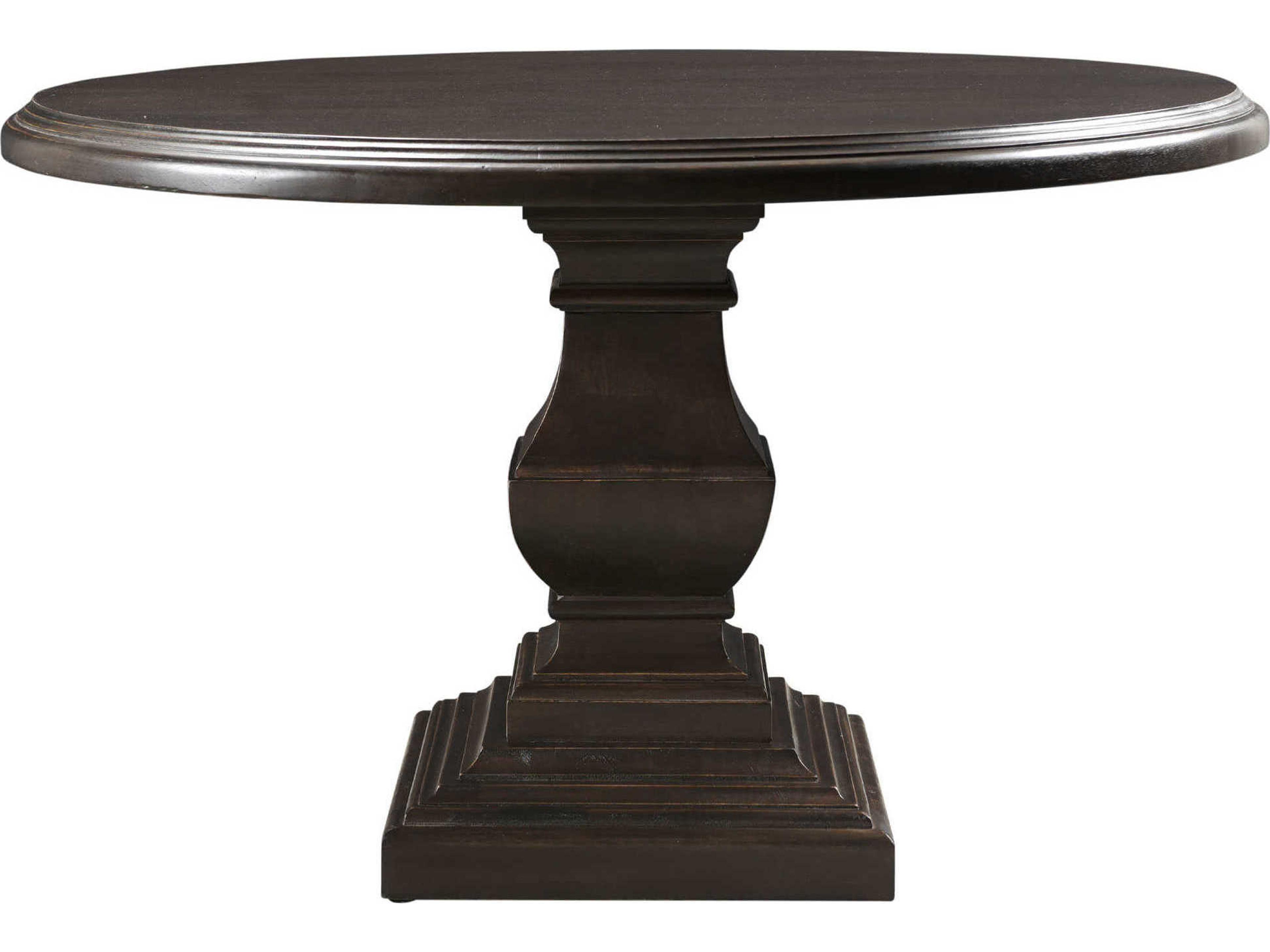 World Interiors Toulon Round Wood Vintage Brown Dining Table