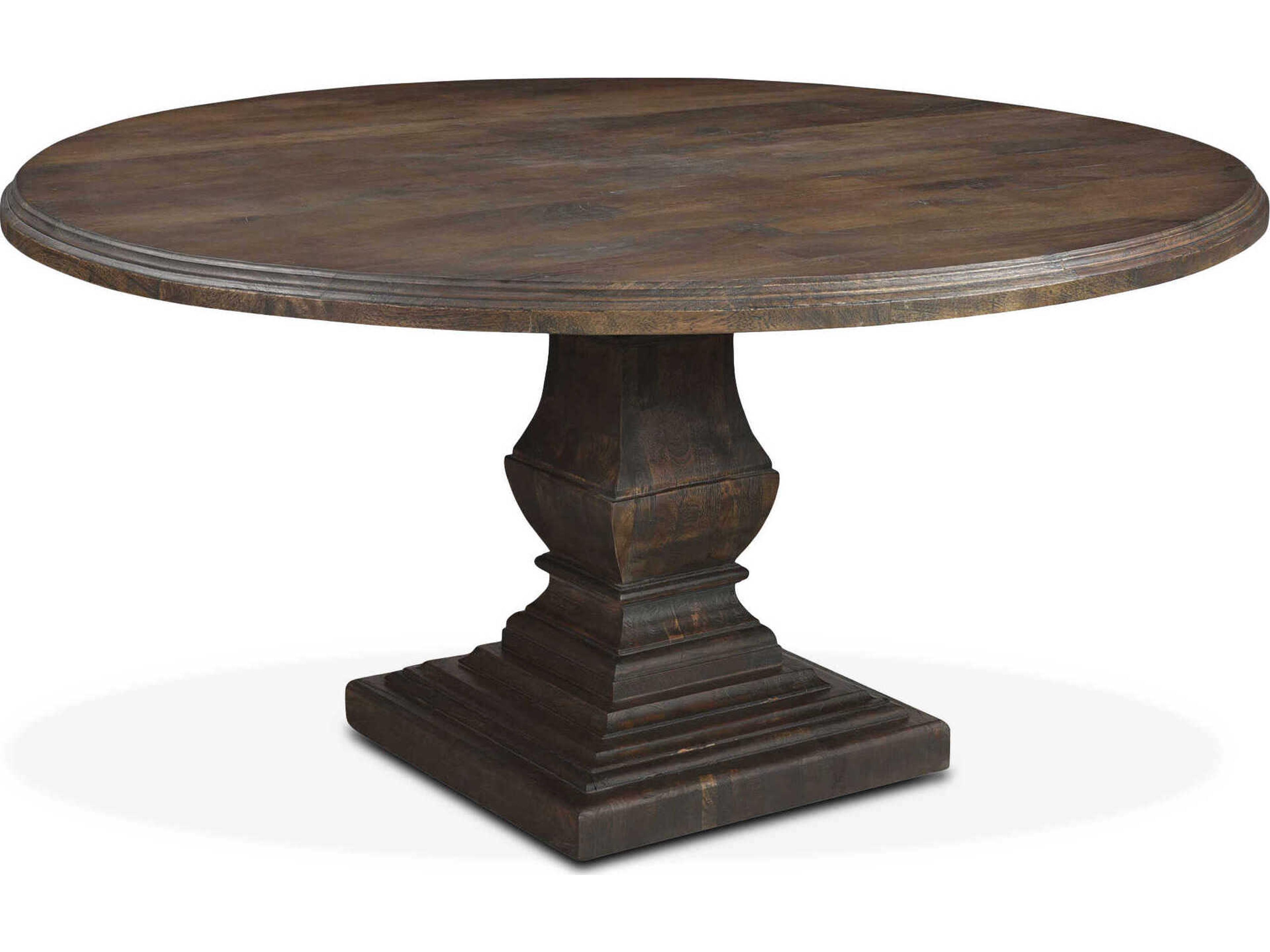 World Interiors Toulon Round Wood Weathered Mango Dining Table