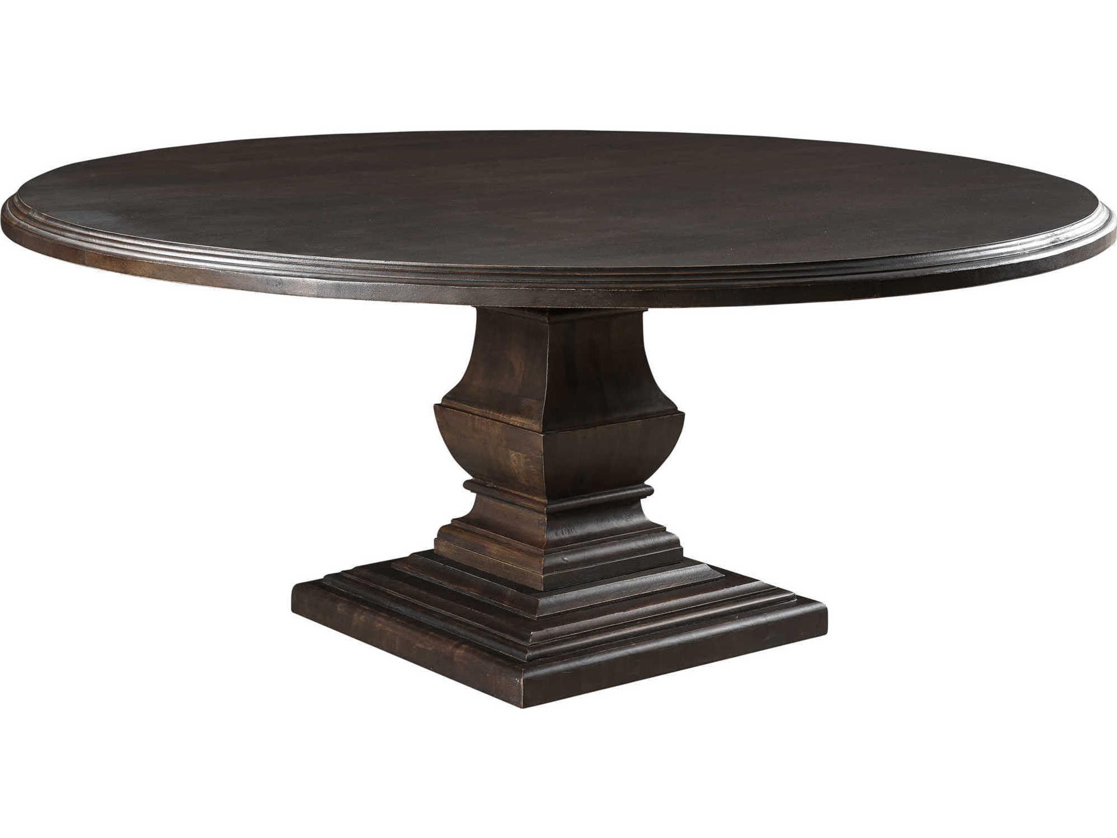 World Interiors Toulon Round Wood Vintage Brown Dining Table