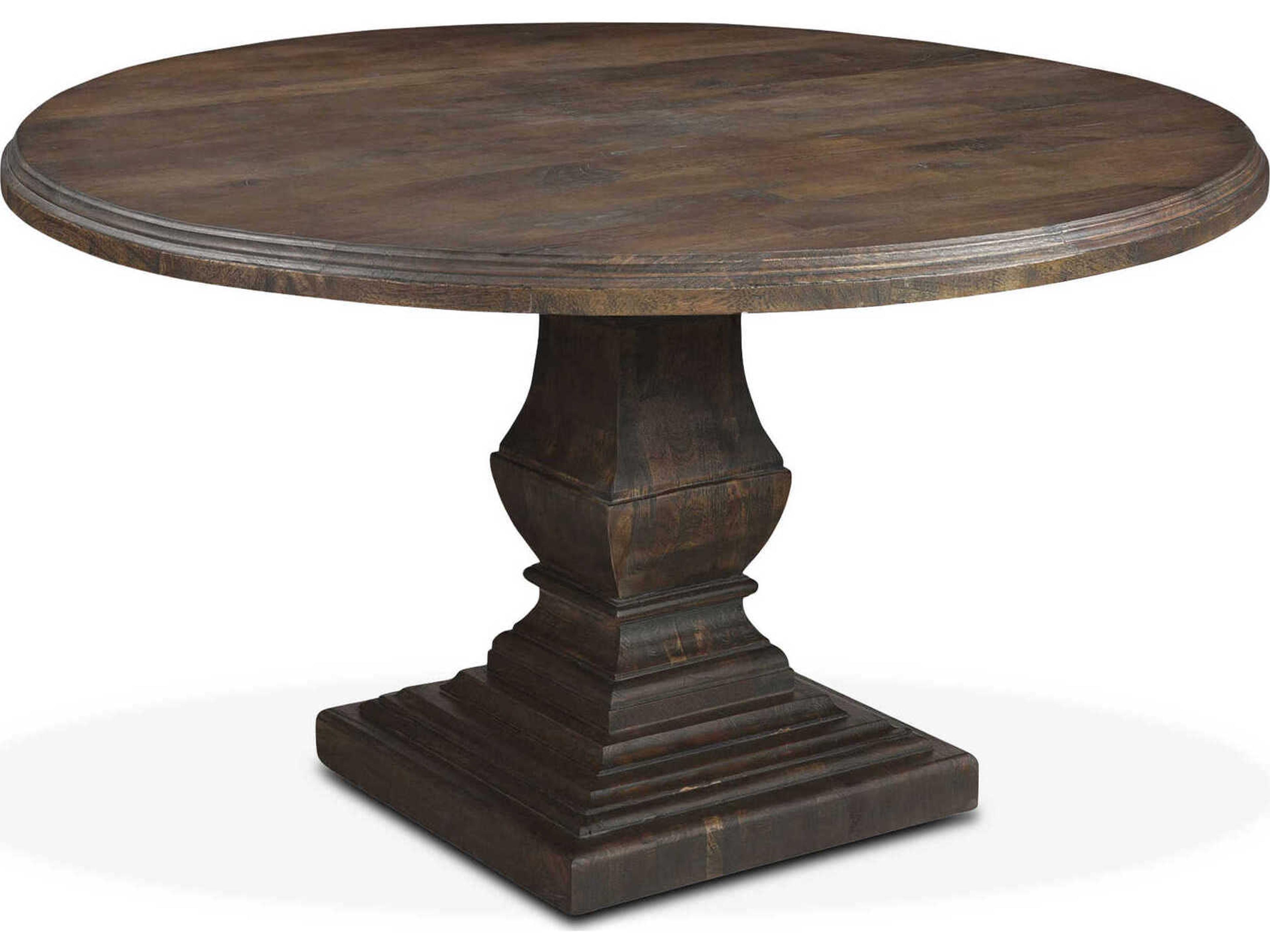World Interiors Toulon Round Wood Weathered Mango Dining Table